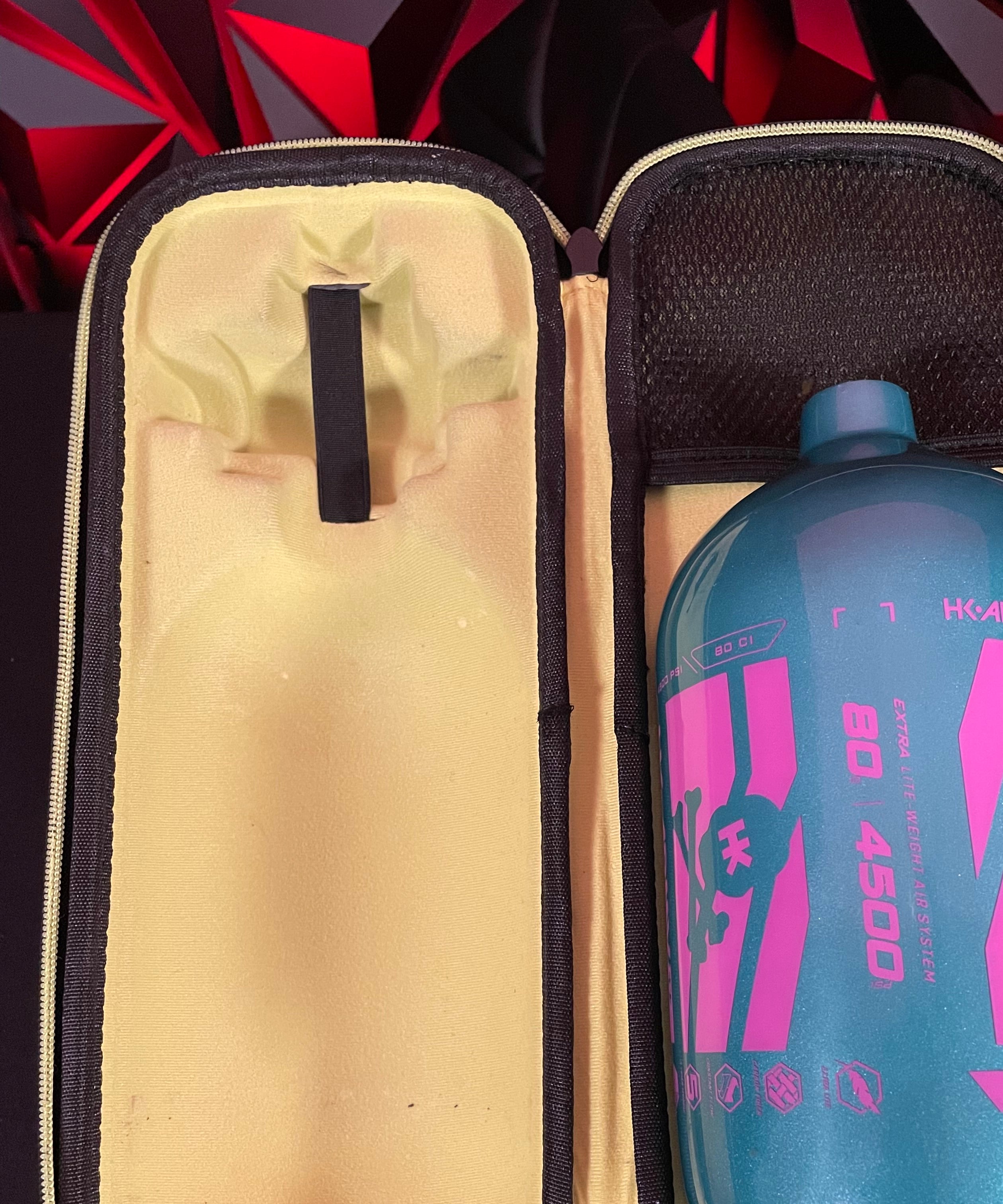 Used HK Army "Aero Lite" Extra Lite 80/4500 Paintball Tank - Teal/Pink *BOTTLE ONLY* w/Infamous Tank Case