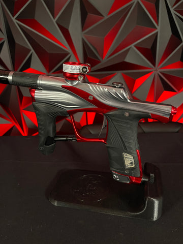 Used Planet Eclipse LV1.6 Paintball Gun - Teahupo Silver/Red w/Deuce Trigger, SSC Bolt, SSC Spare Parts Kit