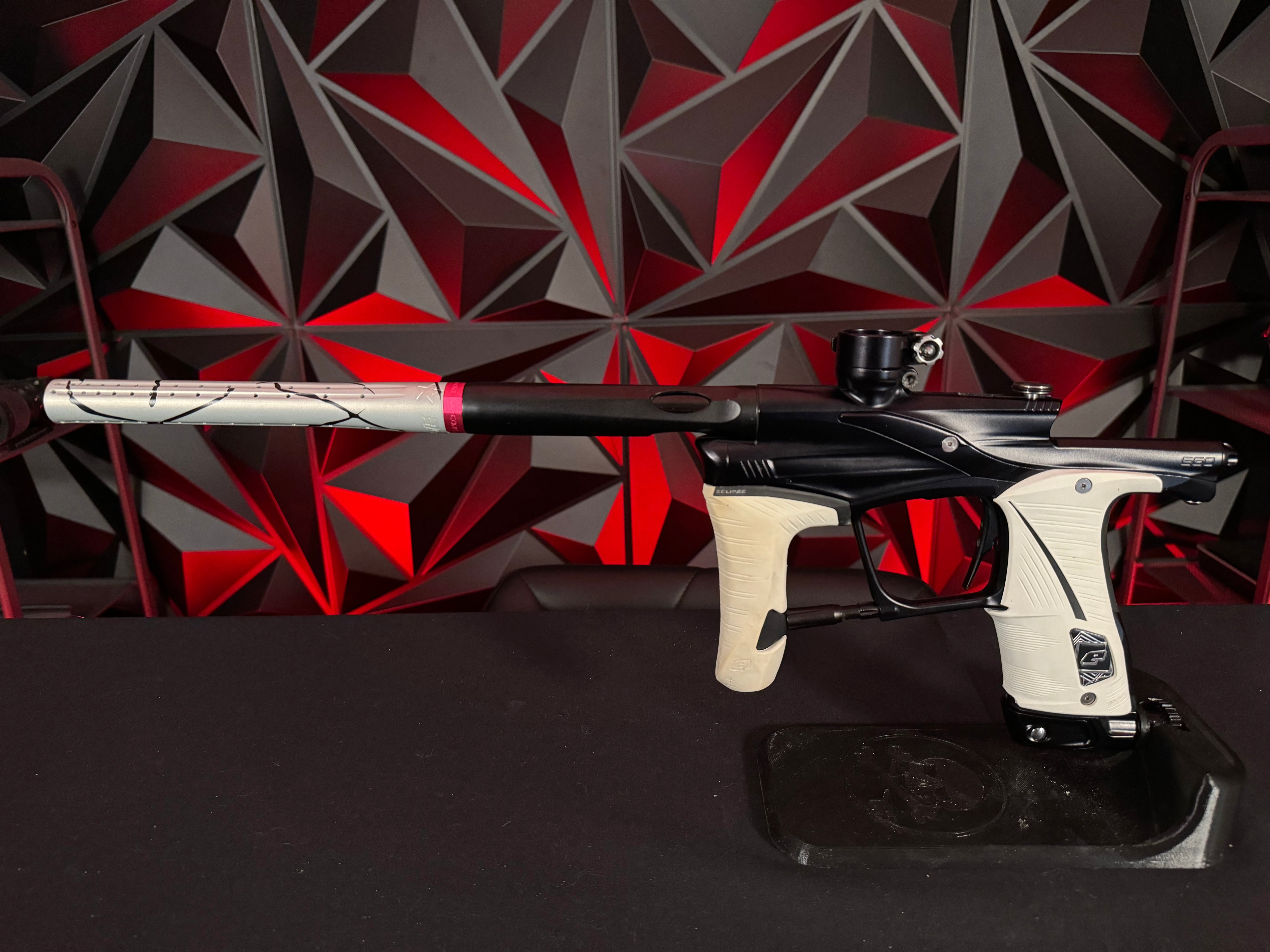 Used Planet Eclipse Lv1.6 Paintball Gun - Midnight w/Shaft FR Barrel Back w/Custom Anno Core Tip (Silver Black Splash)