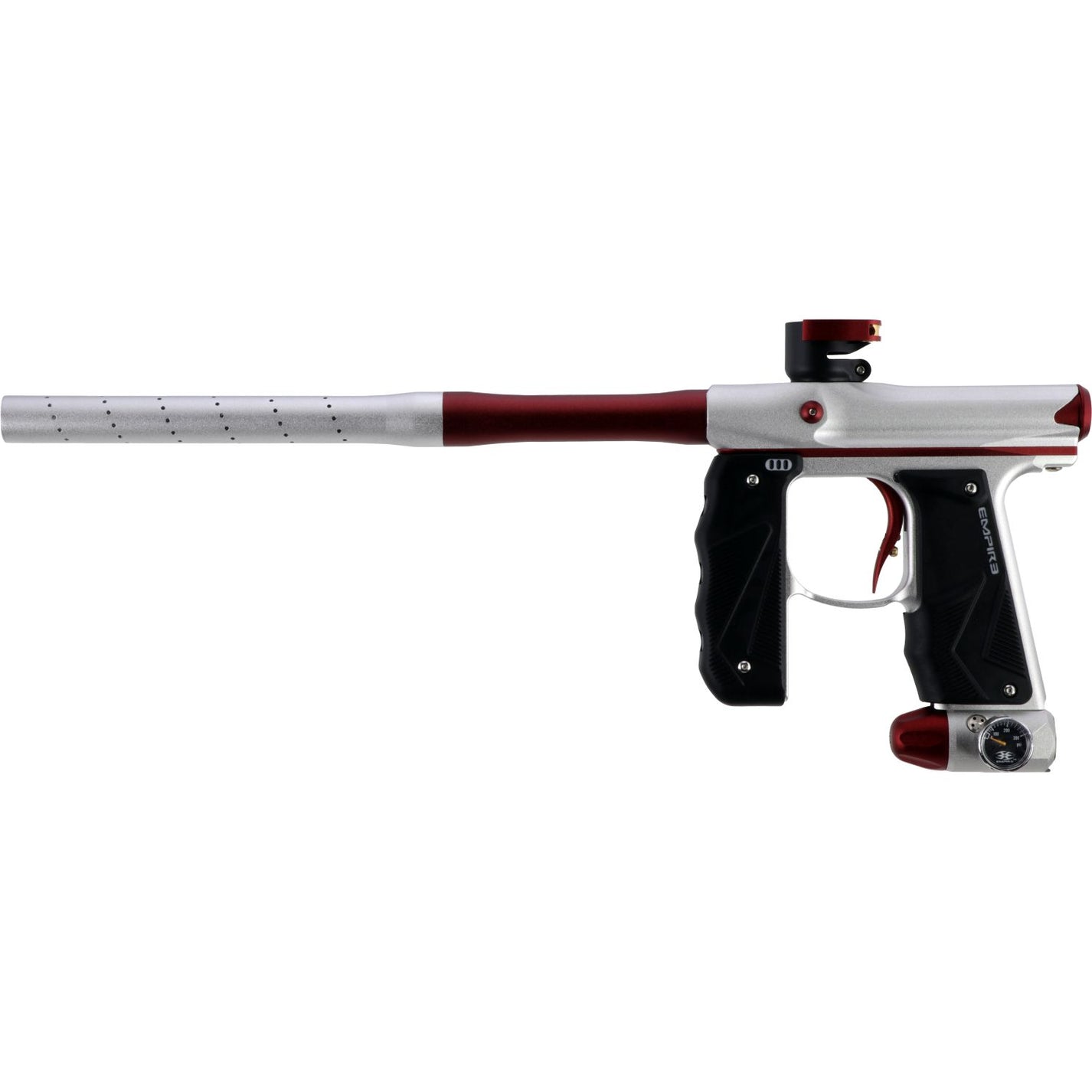Empire Paintball Mini GS Marker w/ 2 Piece Barrel - Dust Silver/Dust Red