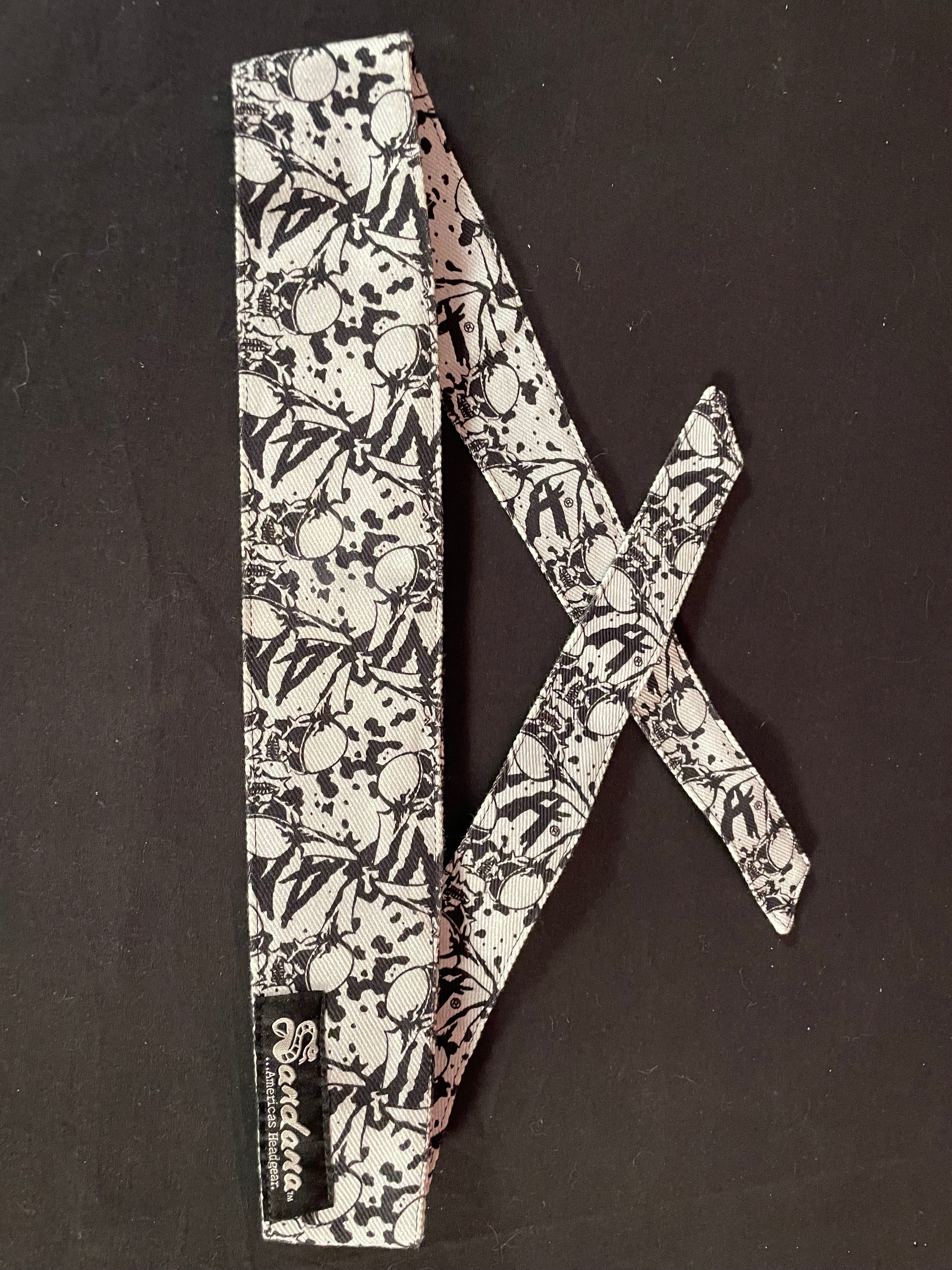 Used Sandana "Flying Skulls" Headband - Light Grey/Black