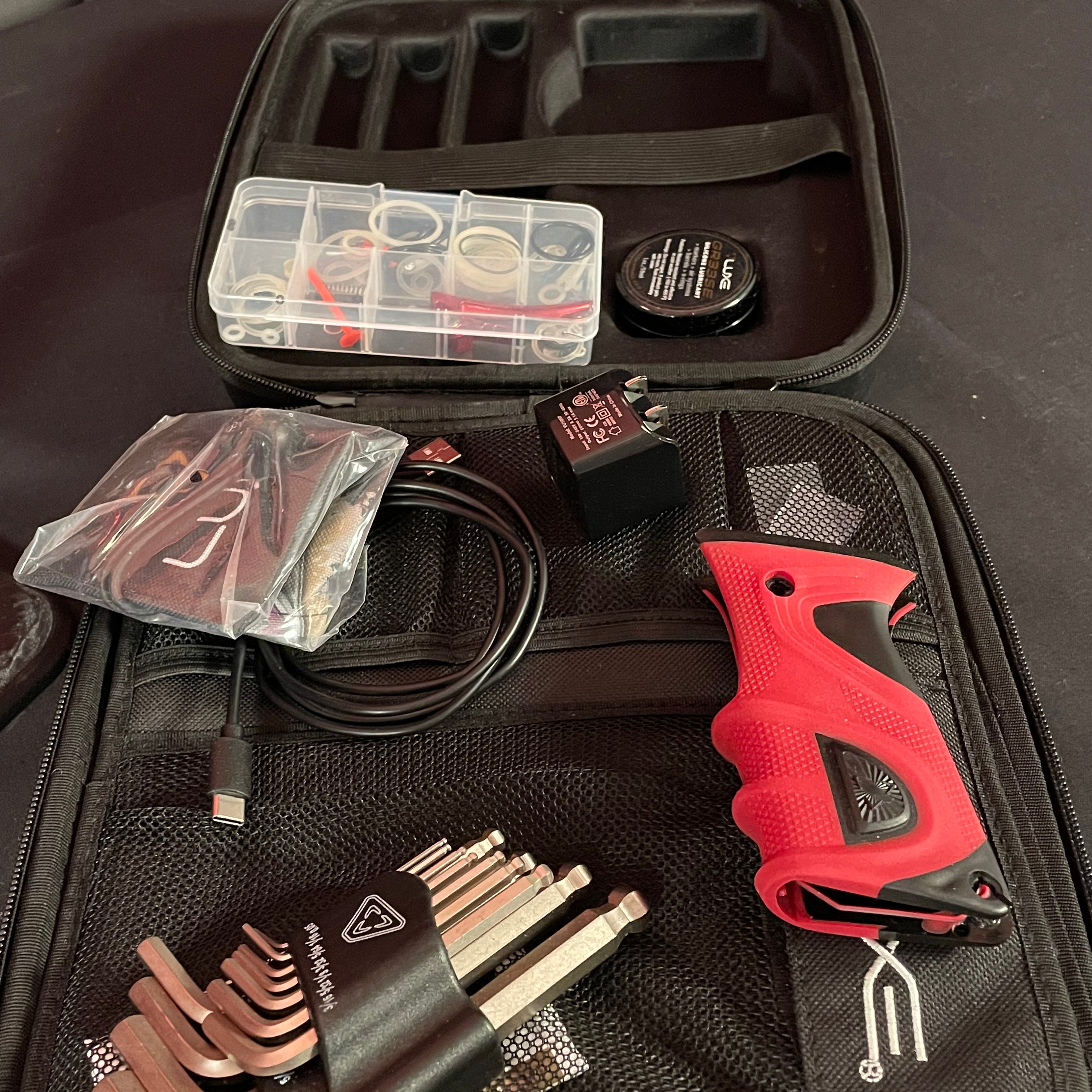 Used DLX Luxe TM40 Paintball Gun - Dust Red / Gloss Red w/Infamous Deuce Trigger