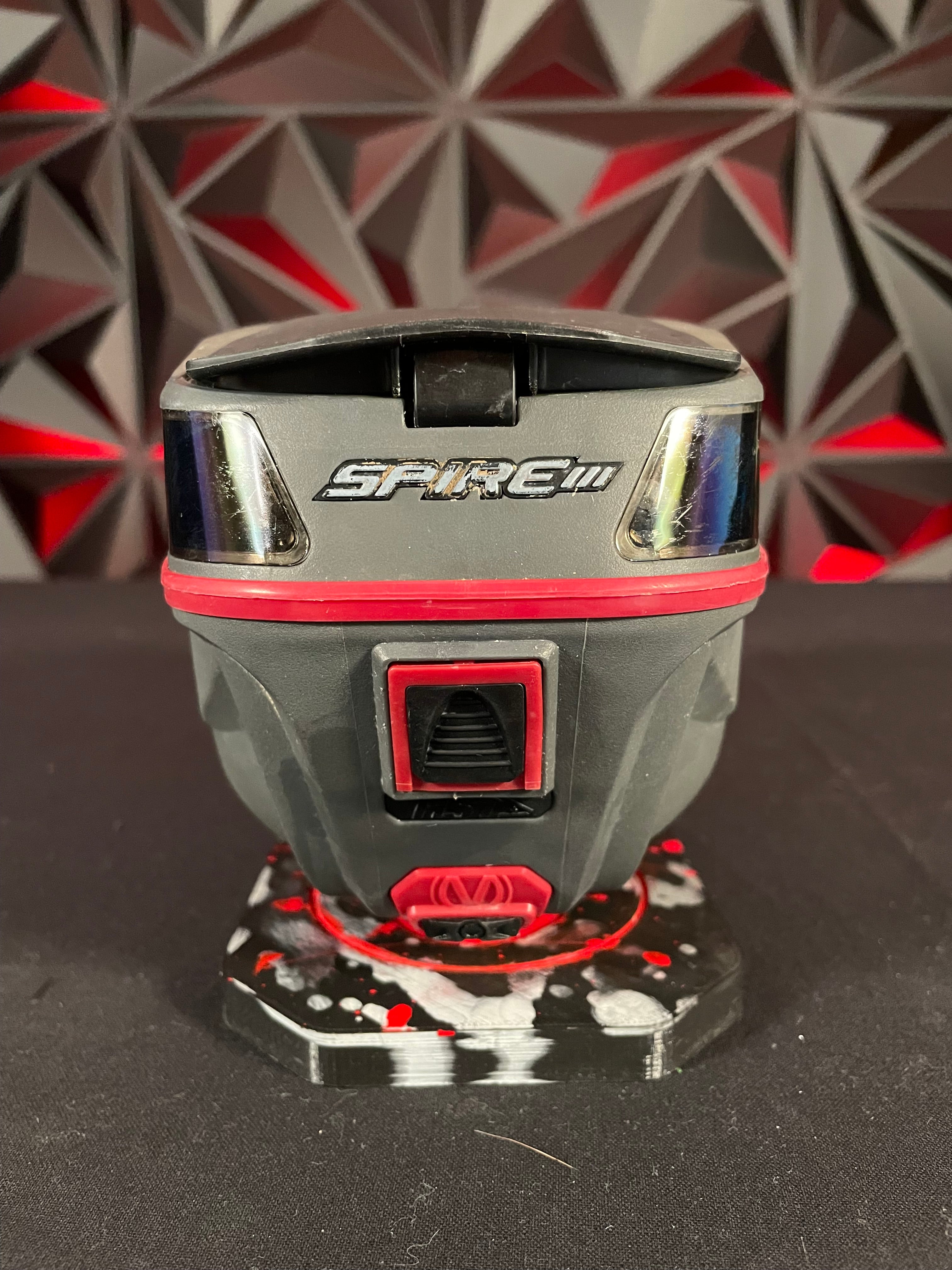 Used Virtue Spire 3 Paintball Loader - Slate Grey/Red (Fire) w/ Rain Lid