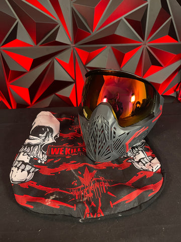 Used Bunker Kings CMD Paintball Mask - Black Demon w/ BNKR Kings Soft Goggle Case