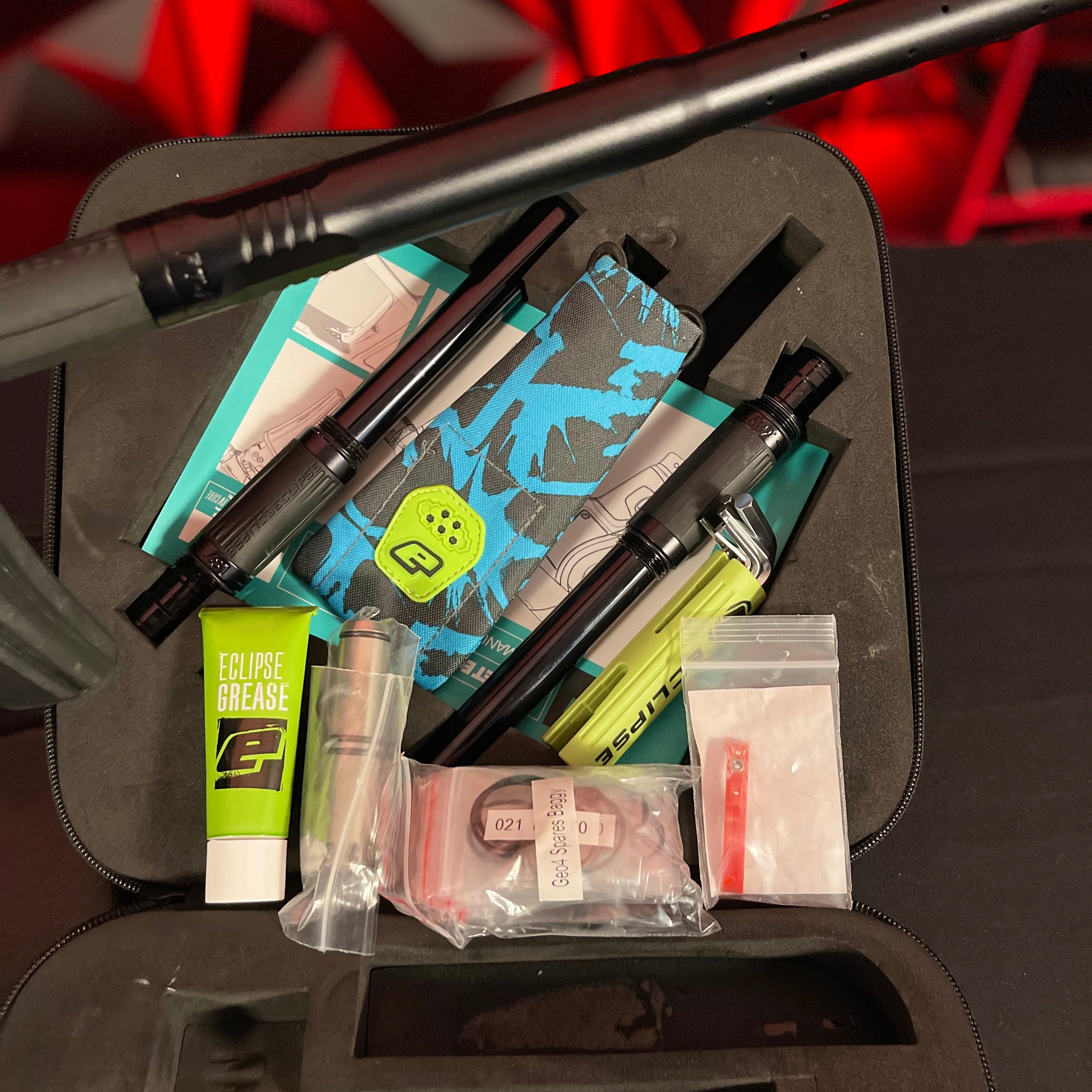 Used Planet Eclipse Geo 4 Paintball Gun - H2K w/Signed Case, 3 FL Inserts, & 2 Triggers