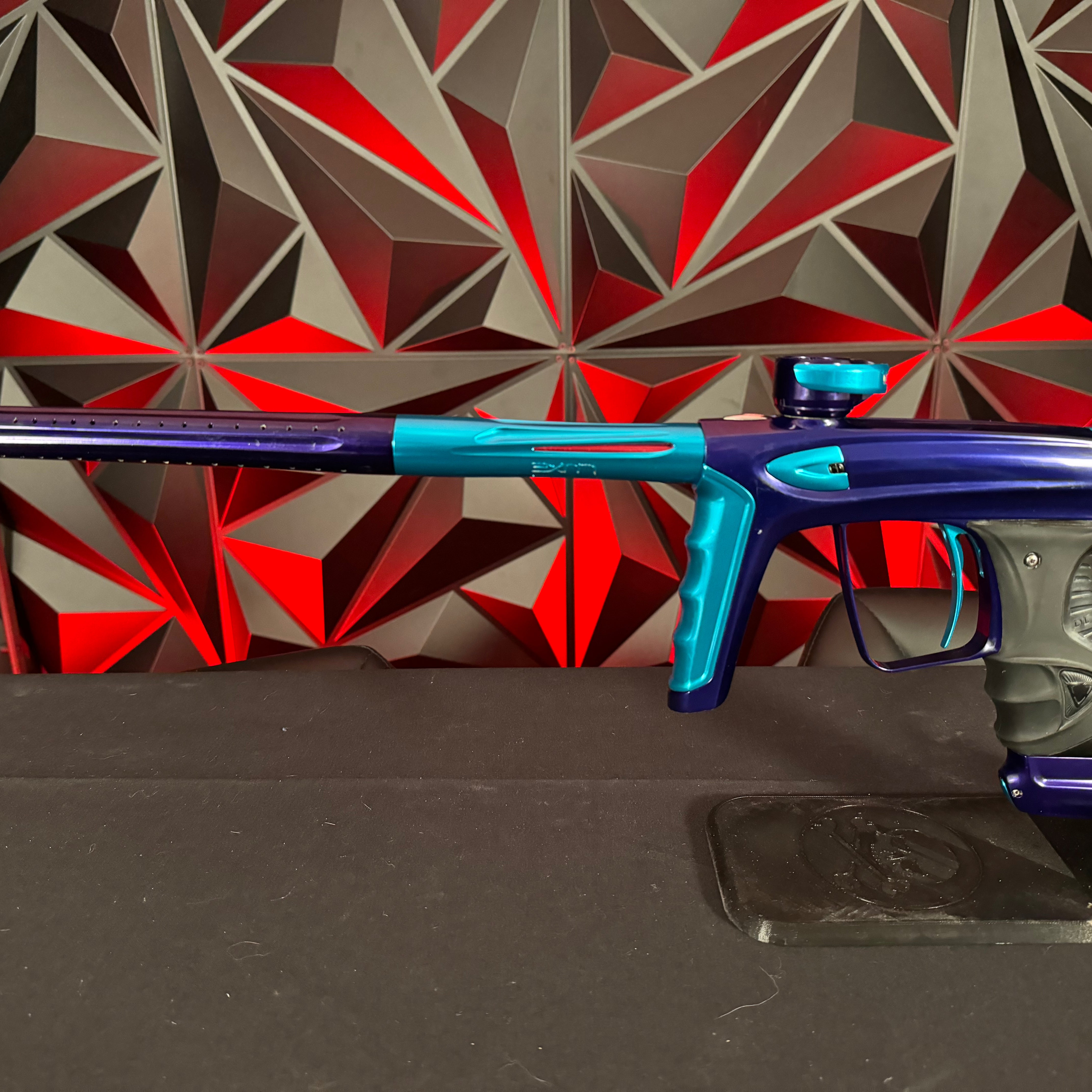 Used DLX Luxe Ice Paintball Gun - Polished Purple / Polished Teal w/ 5 Freak Inserts