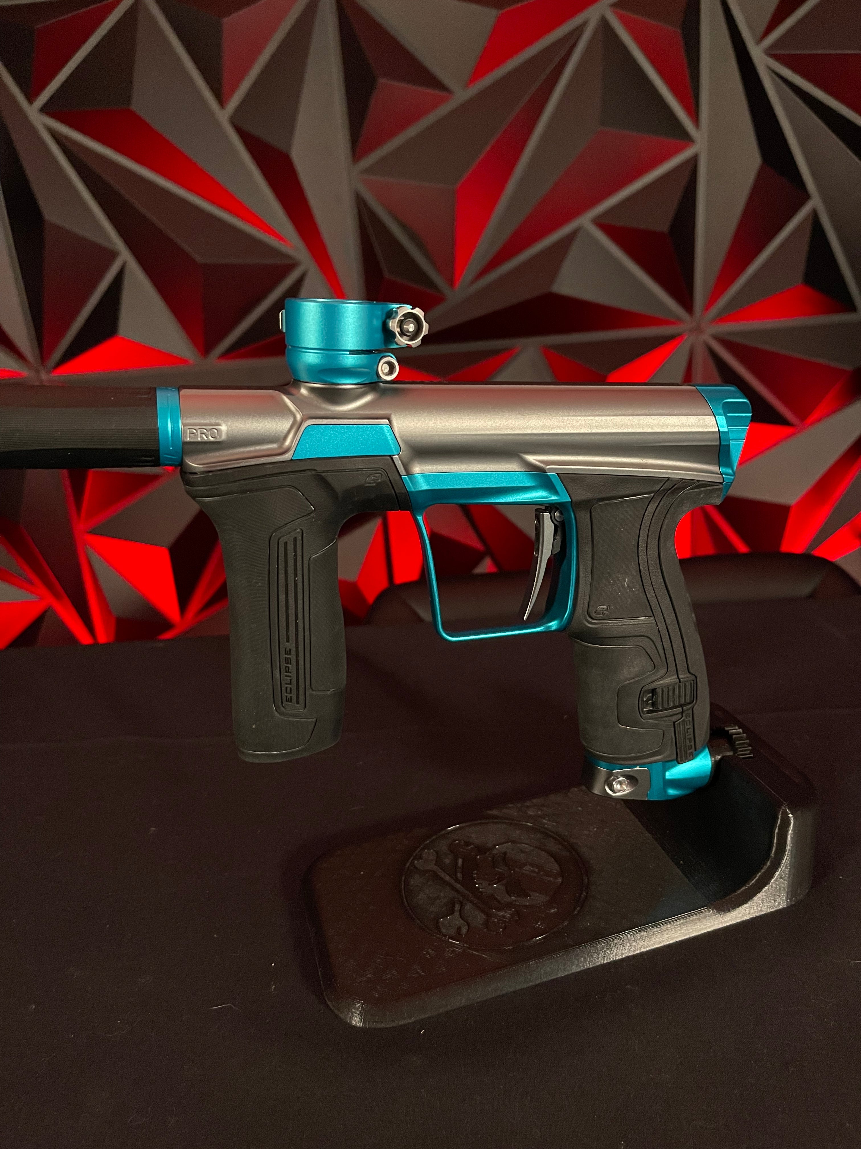 Used Planet Eclipse CS2 Pro Paintball Gun - Grey/Teal w/3 FL Back