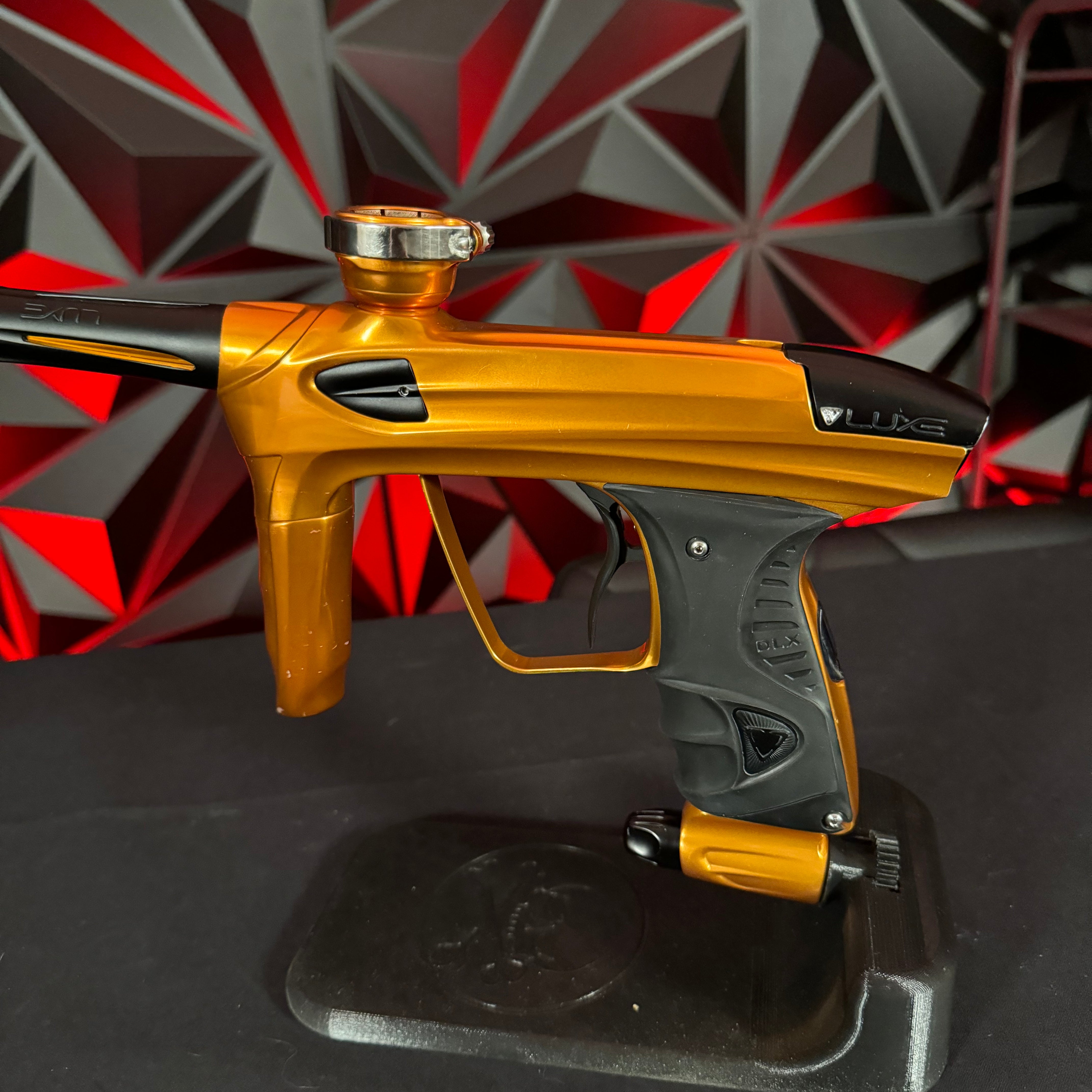 Used DLX Luxe 1.5 Paintball Gun - Polished Orange/Black w/2.0 Bolt