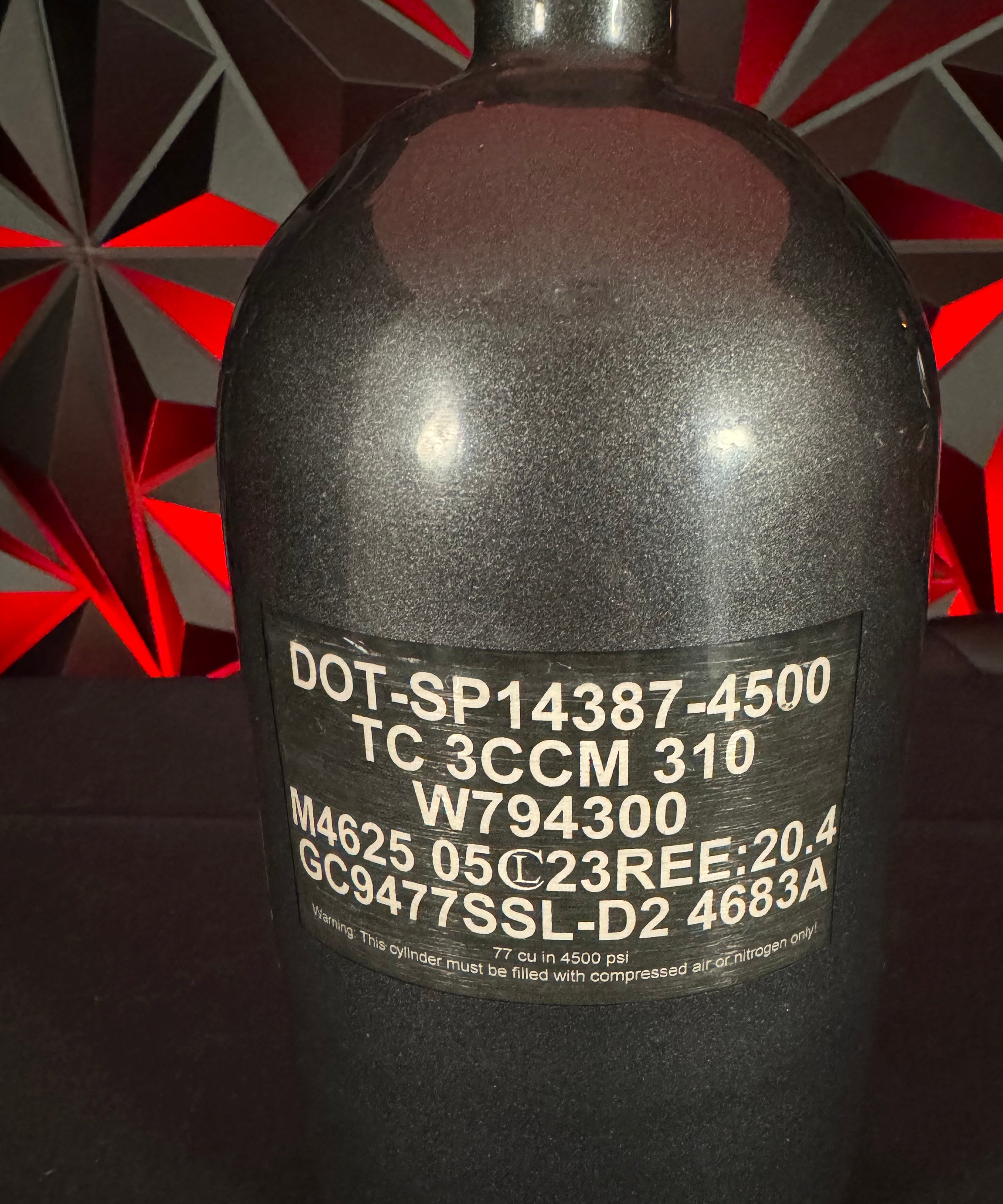 Used Ninja SL2 77/4500 Paintball Tank - Gunsmoke *BOTTLE ONLY*