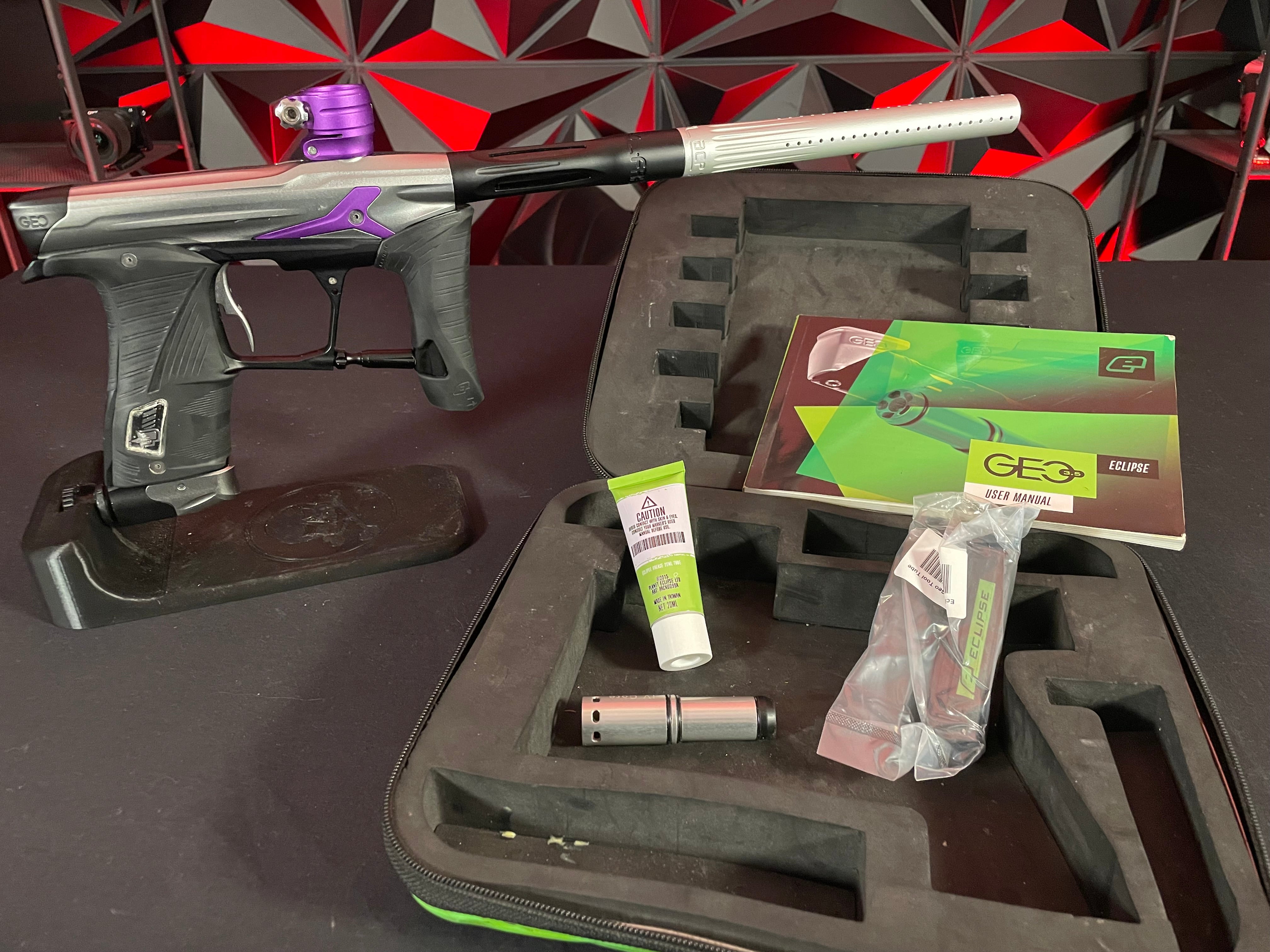 Used Planet Eclipse Geo 3.5 Paintball Gun - Pewter/Purple w/IV Core