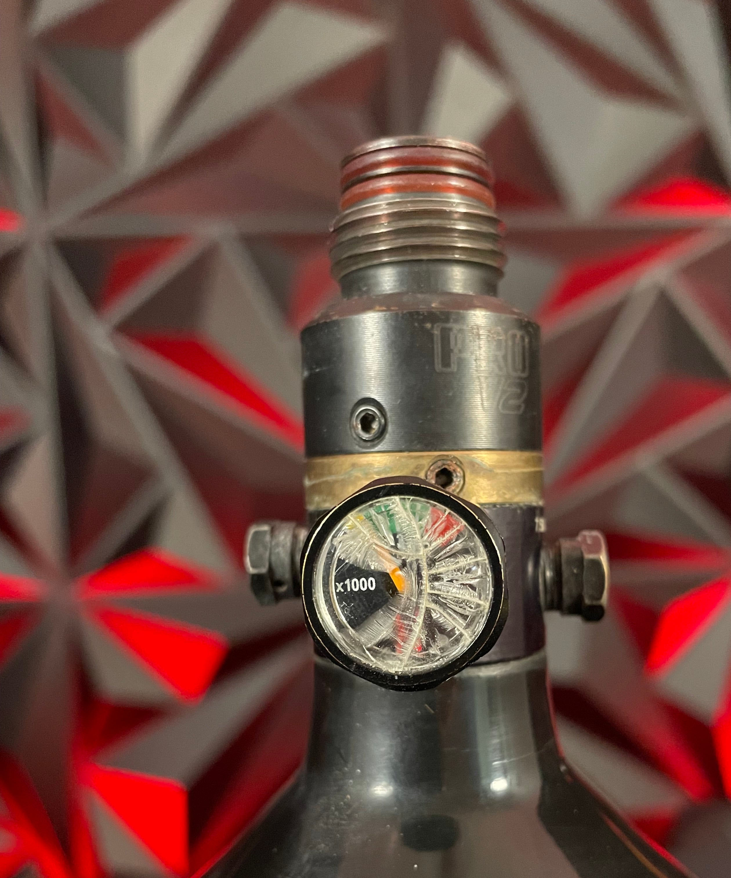 Used Ninja SL2 68/4500 Paintball Tank - Black/Red w/ ProV2 Regulator & Infamous Tank Case