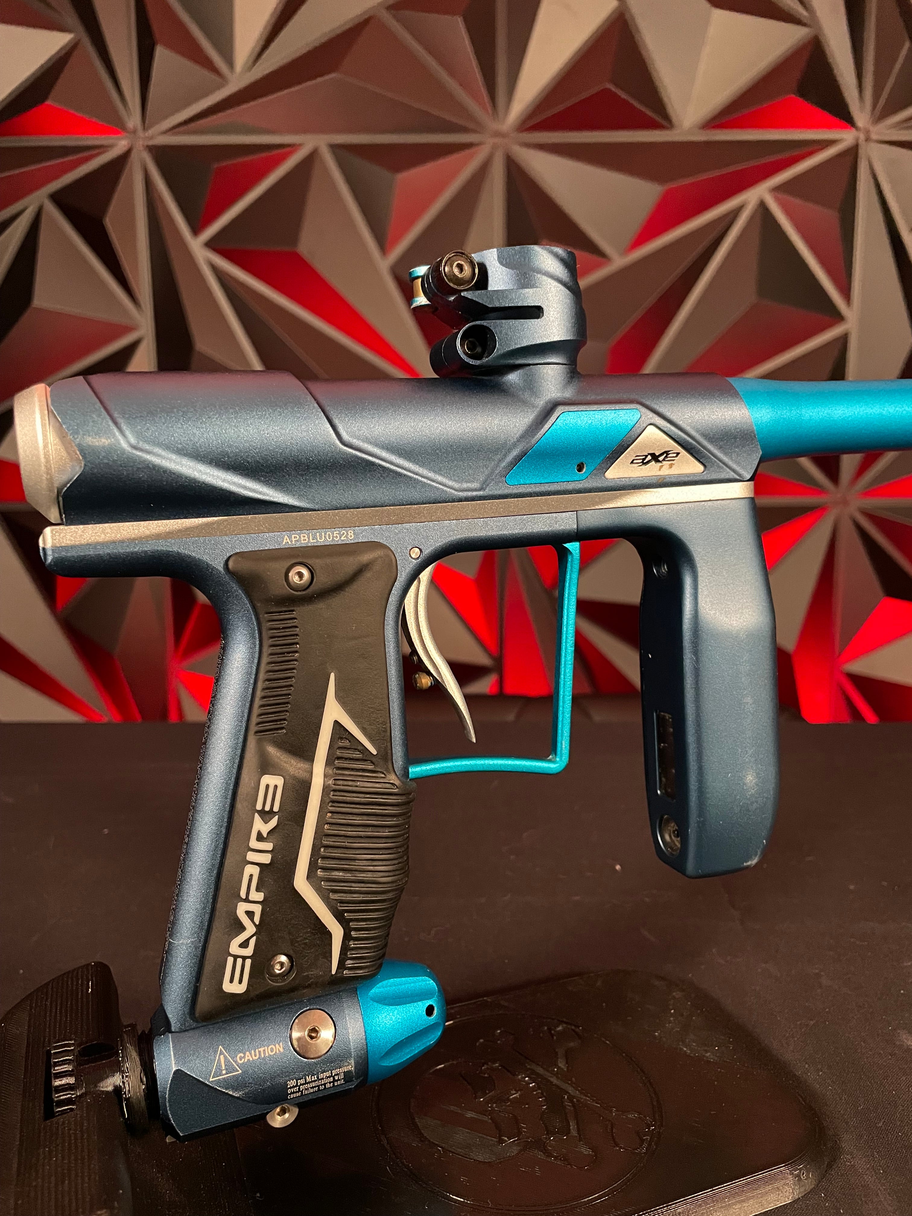Used Empire Axe Pro Paintball Gun - Blue/Silver w/ Redline Board