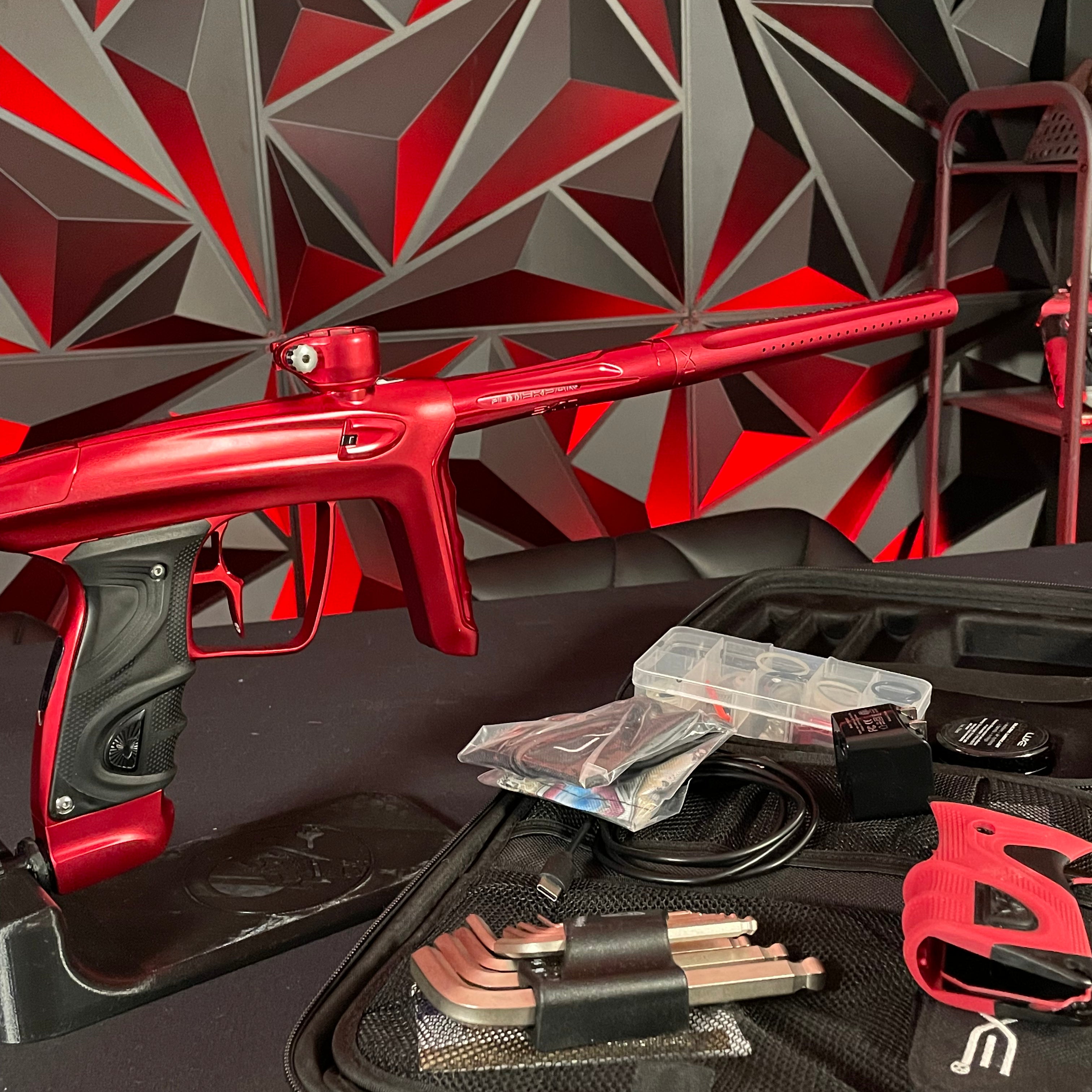 Used DLX Luxe TM40 Paintball Gun - Dust Red / Gloss Red w/Infamous Deuce Trigger