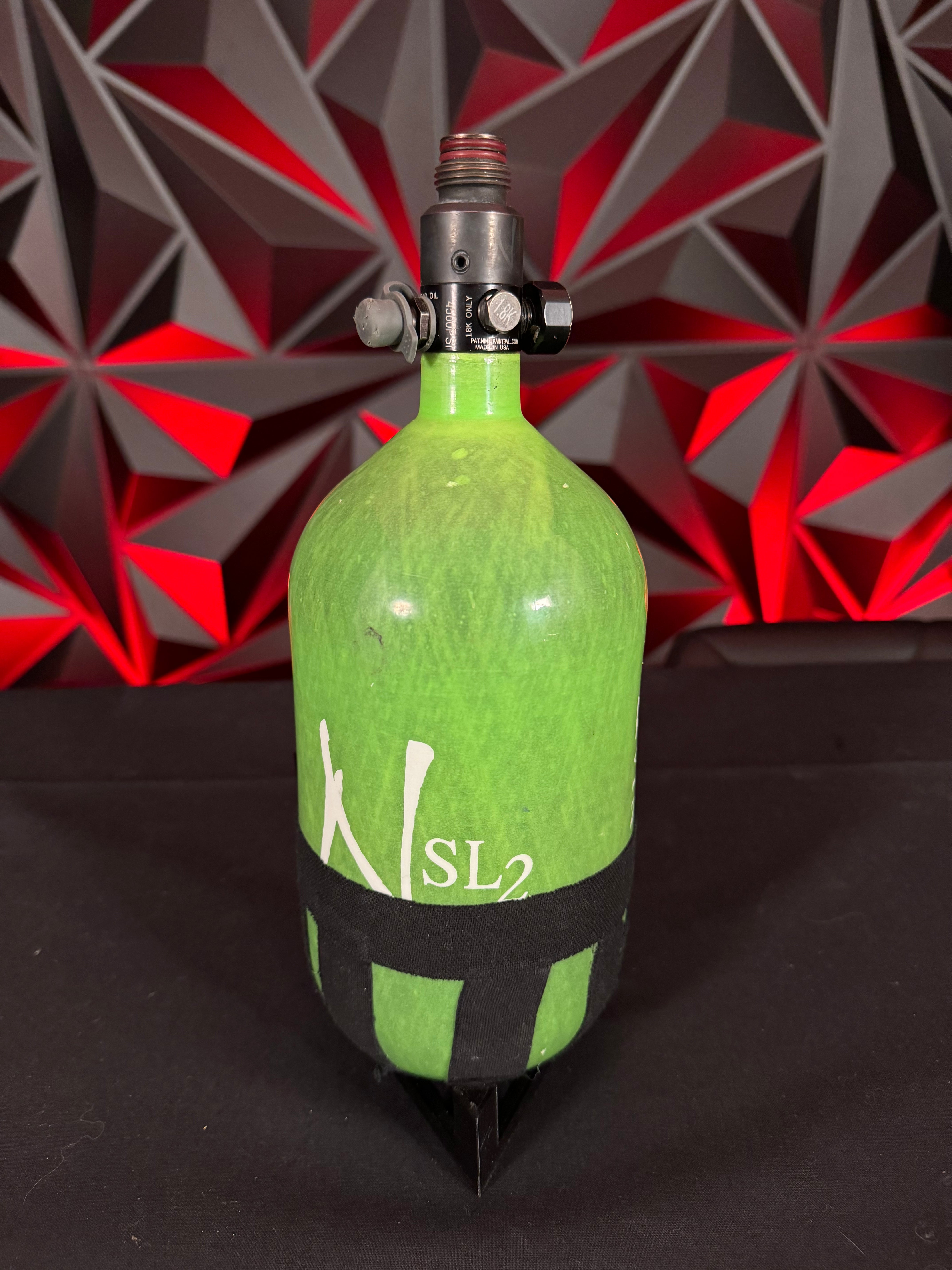 Used Ninja SL2 77/4500 Paintball Tank - Lime w/ Standard Regulator