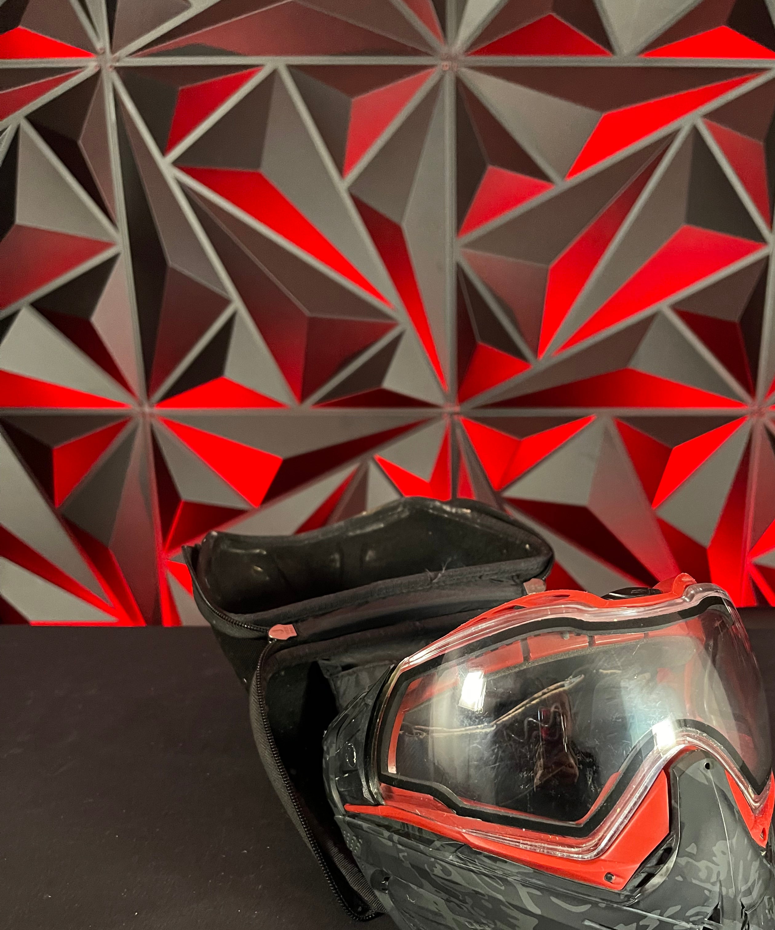 Used Push Unite Paintball Mask - Black Camo/Red Accents w/Hard Case