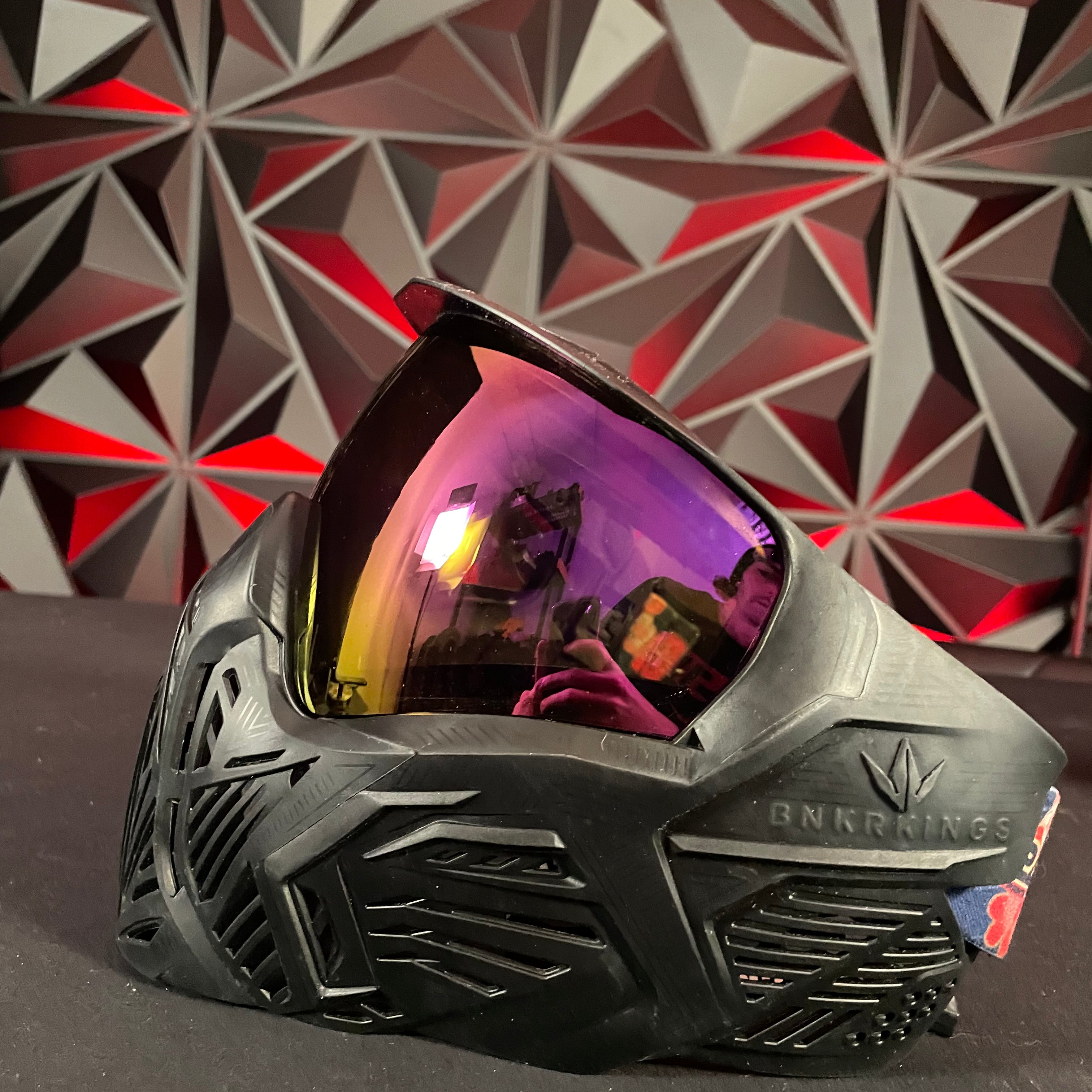 Used BNKR King CMD Paintball Mask - Black w/ 2 lenses, Exalt Goggle Case