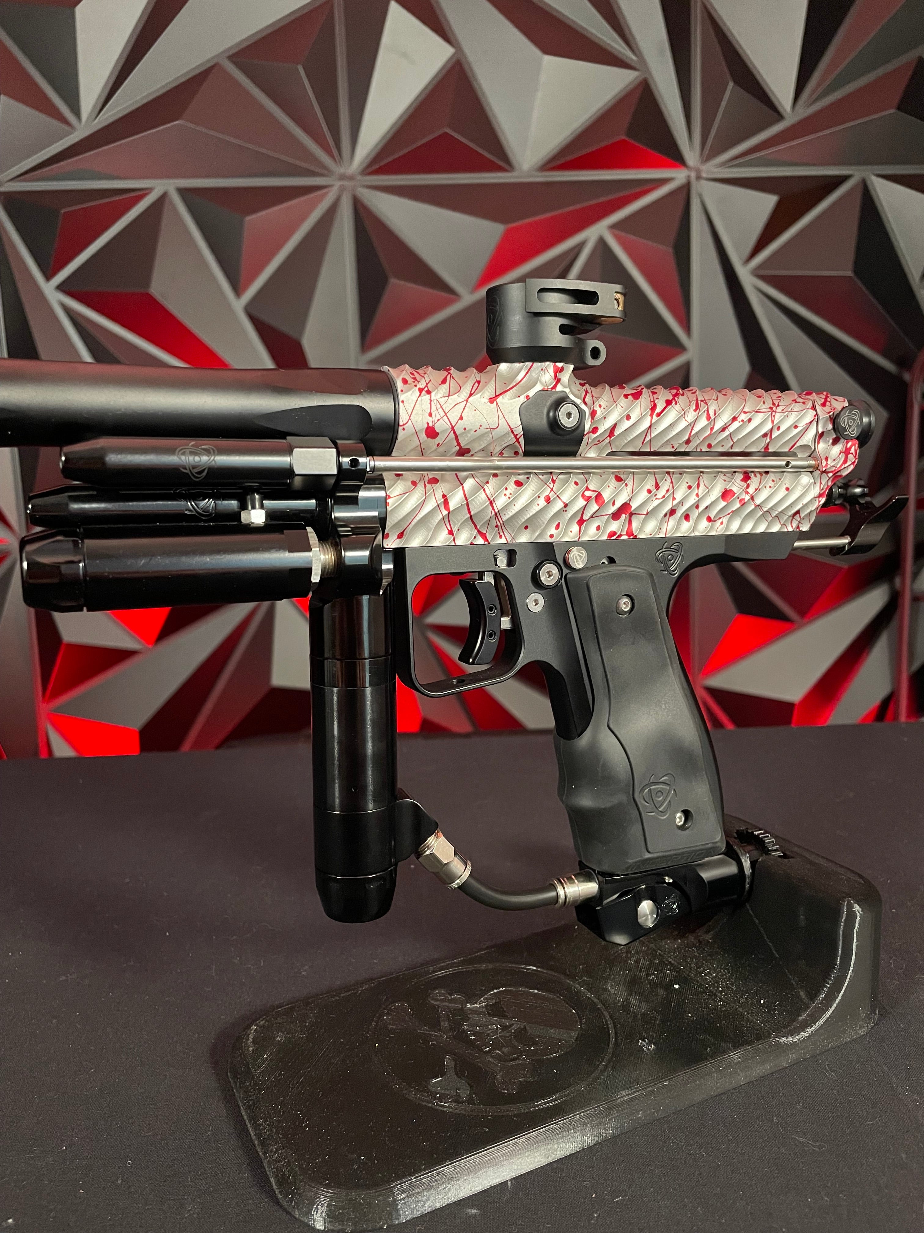Used Inception Designs Twister Autococker Paintball Gun - Red Splash #128 w/4 Backs & 2 Tips