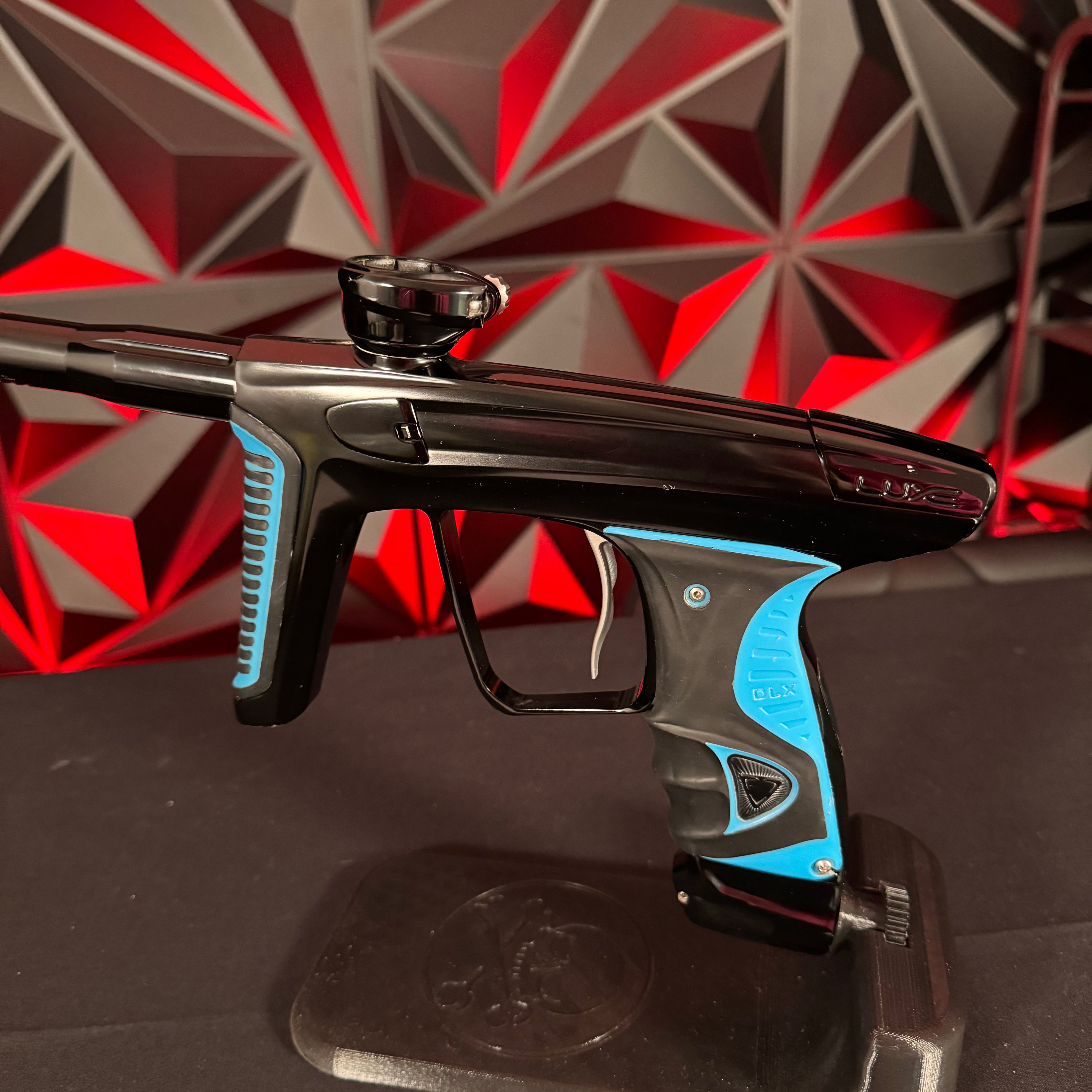 Used DLX Luxe X Paintball Gun - Black w/ Blue Grips