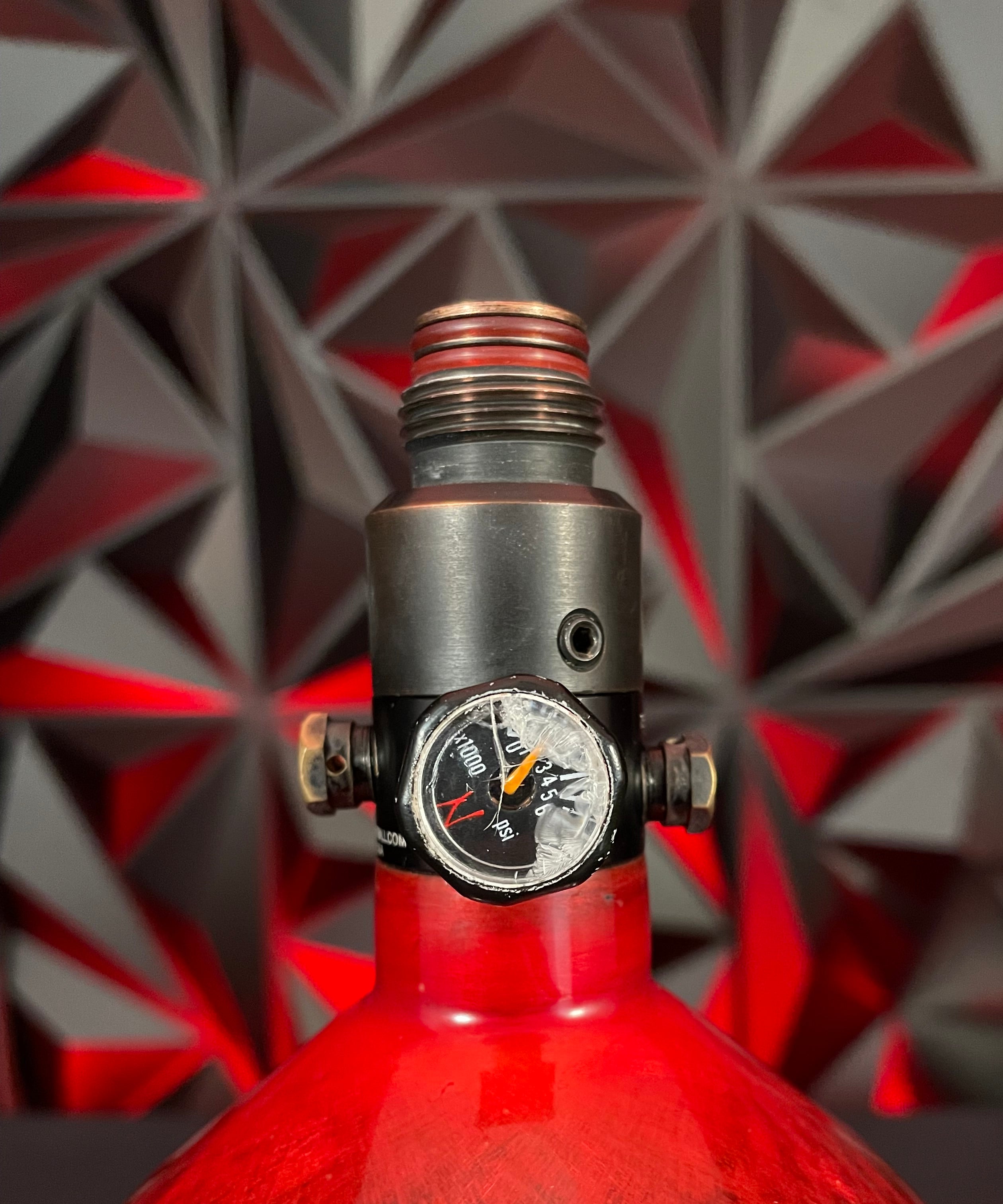 Used Ninja 68/4500 Lite Paintball Tank - Red w/Exalt Paintball Tank Case