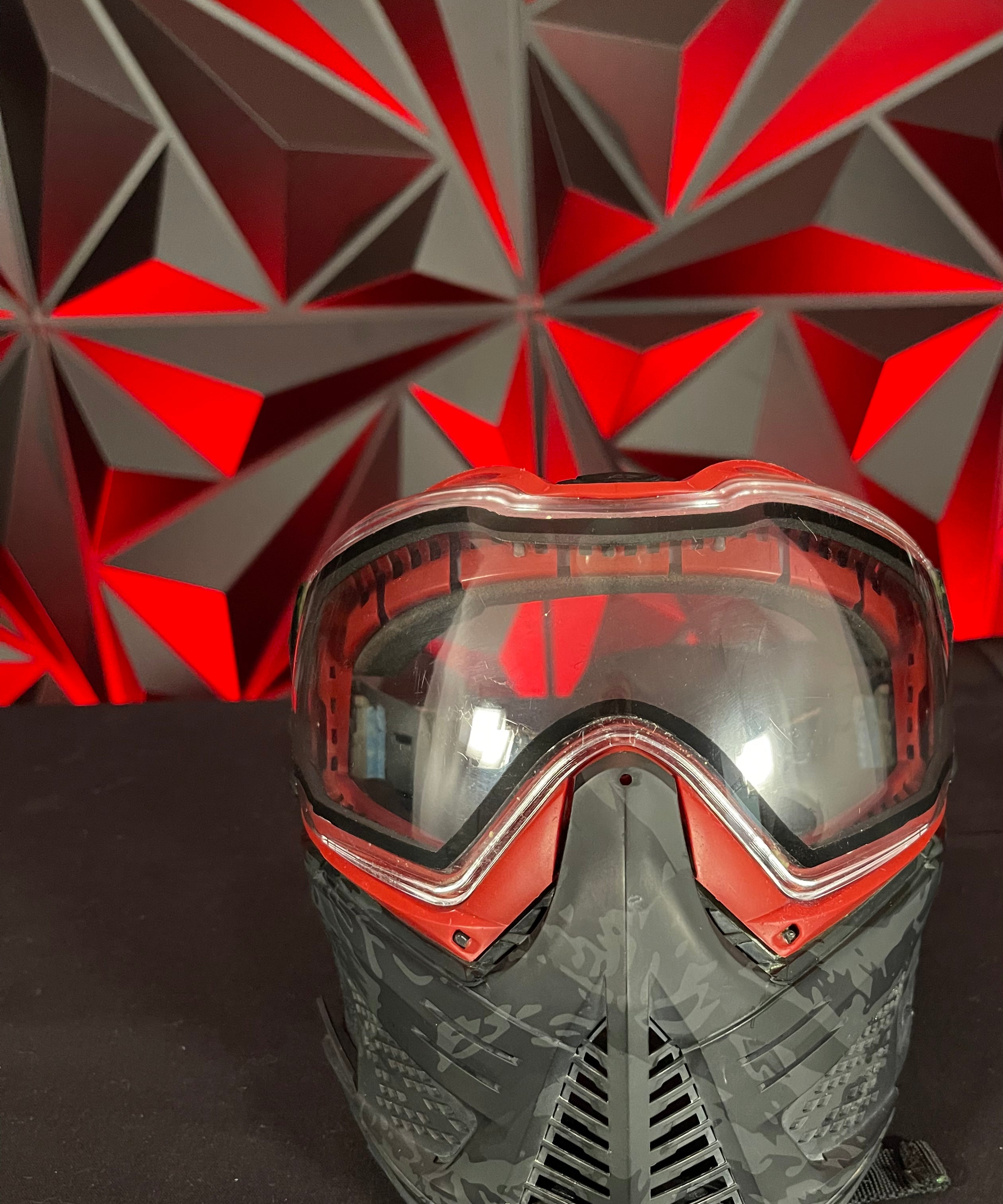 Used Push Unite Paintball Mask - Black Camo/Red Accents w/Hard Case