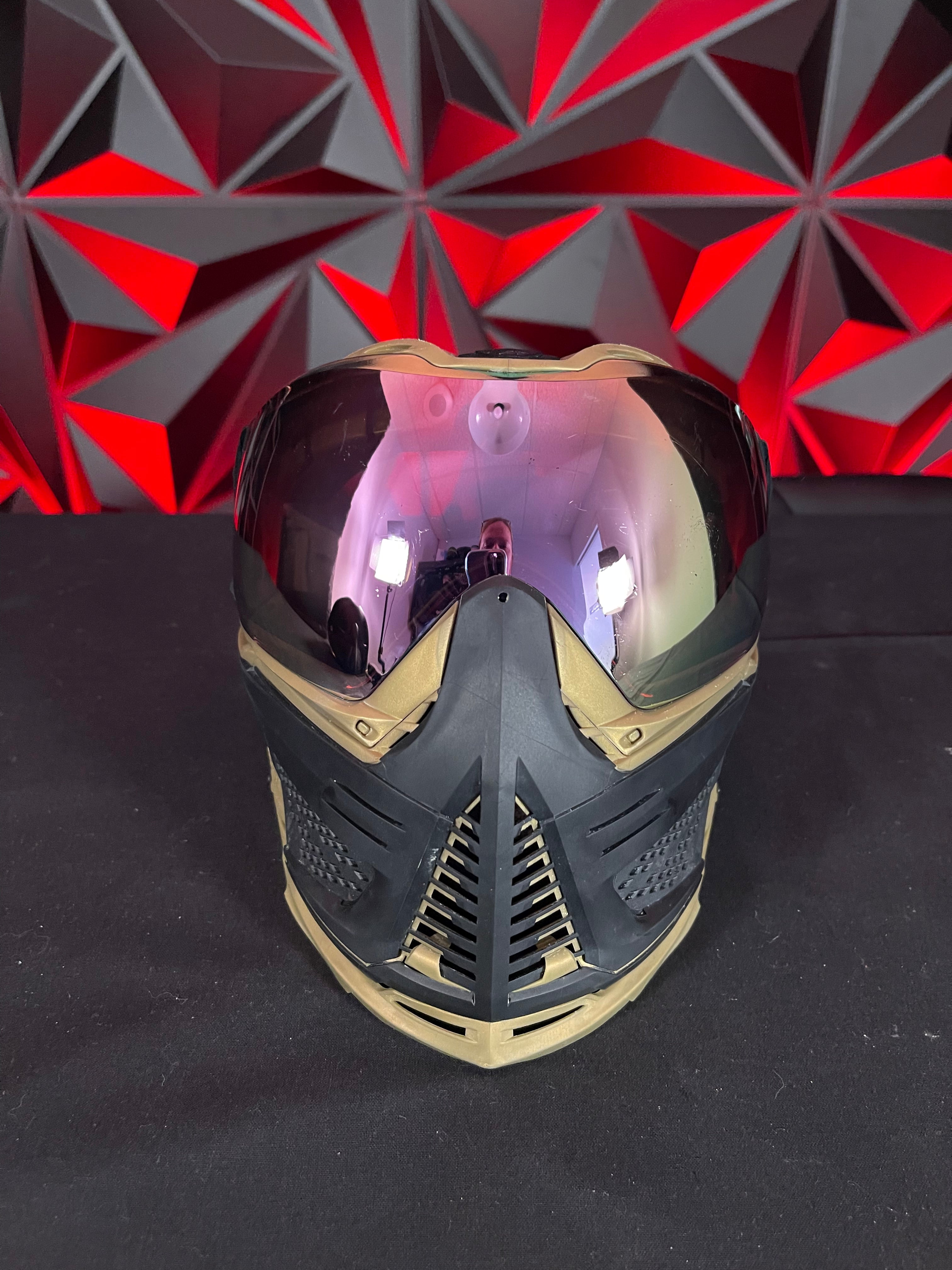 Used Push Unite Paintball Mask - Black/Gold w/Carbon Hard Case