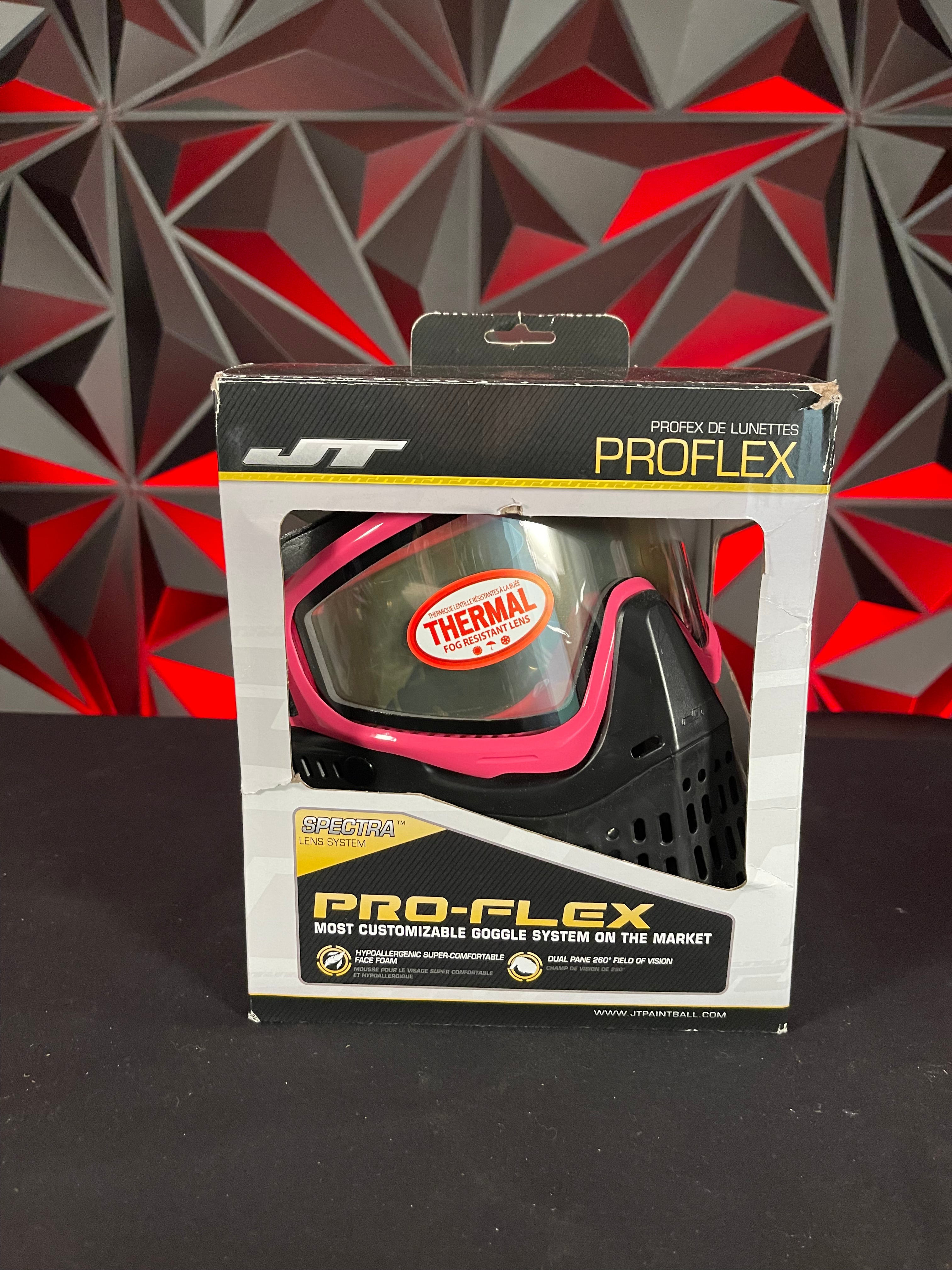 Used JT Proflex Mask - Custom Build - Black/Pink w/ 2 Lenses, Visor, Original Box & Soft Goggle Bag