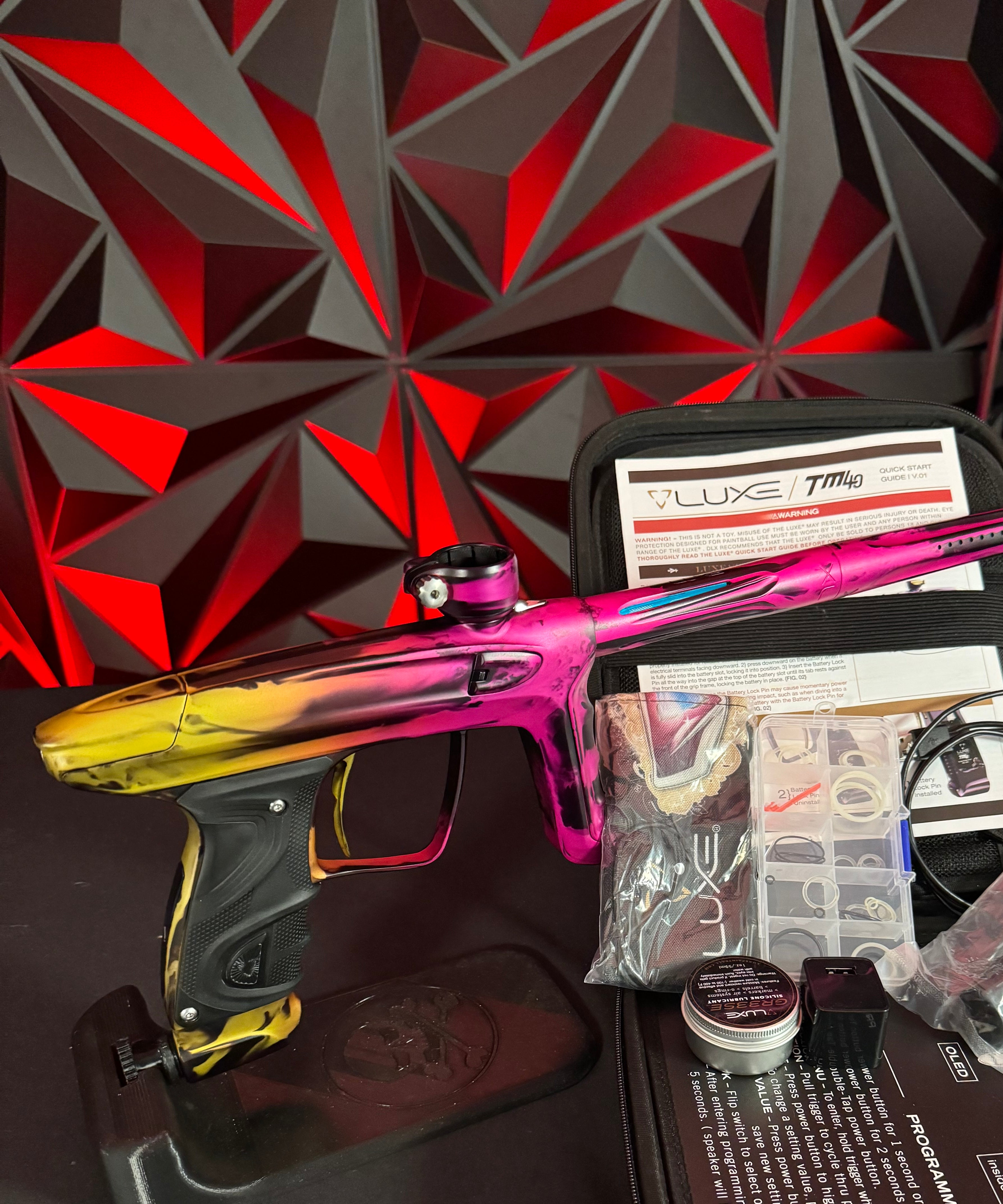 Used DLX Luxe TM40 Paintball Gun - LE Dust Pink/Yellow Smear