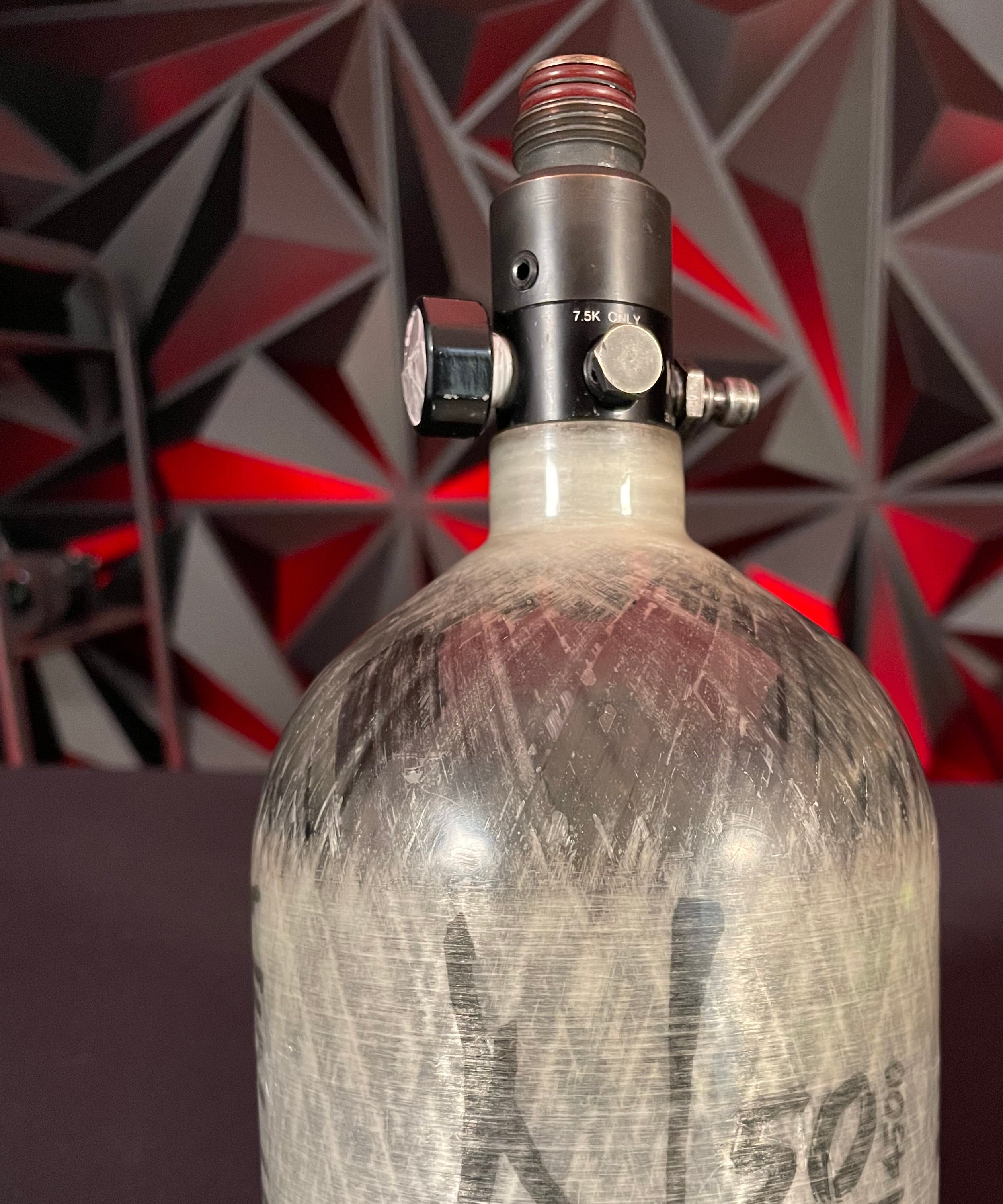 Used Ninja 50/4500 Lite Paintball Tank - Translucent Grey w/Exalt Tank Case