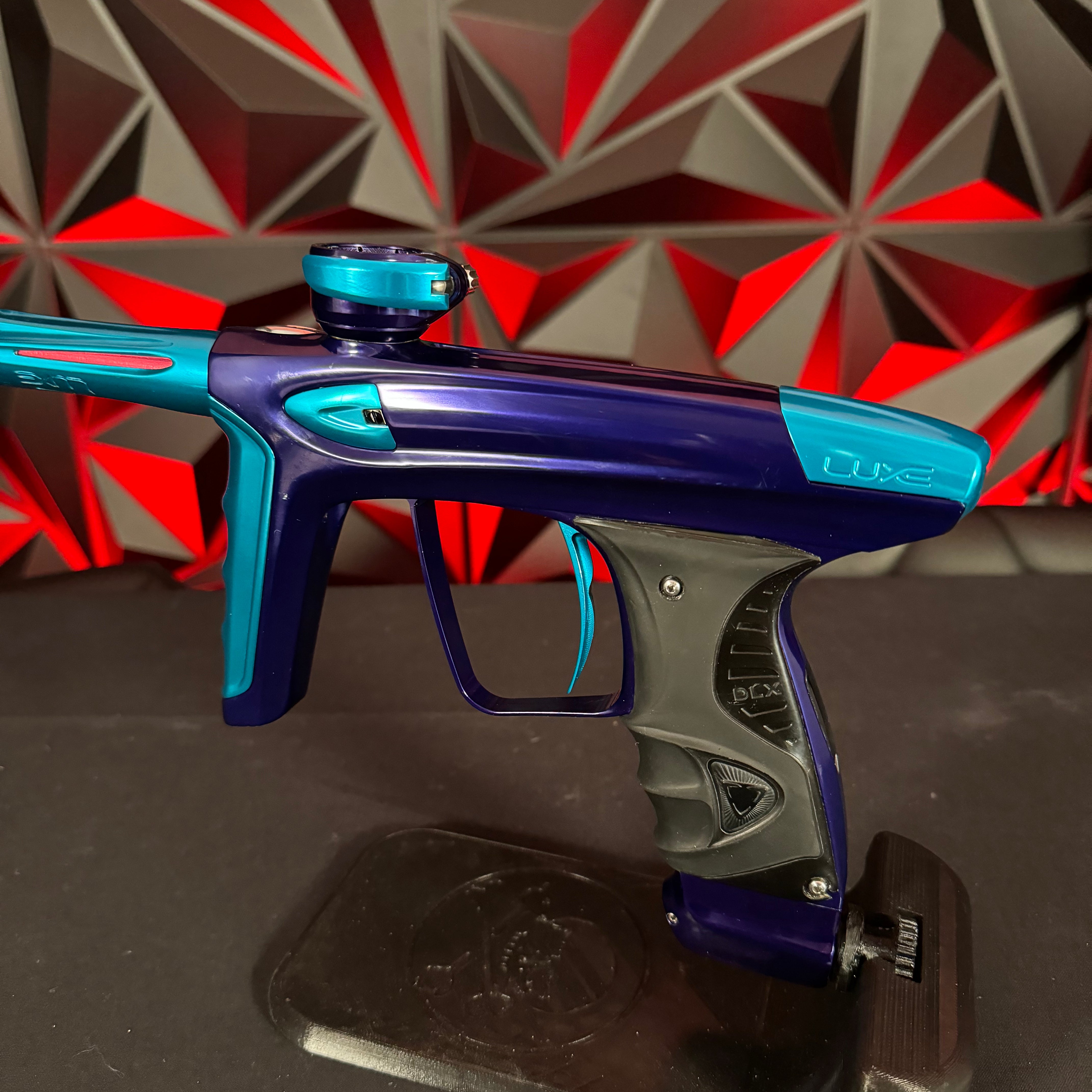 Used DLX Luxe Ice Paintball Gun - Polished Purple / Polished Teal w/ 5 Freak Inserts