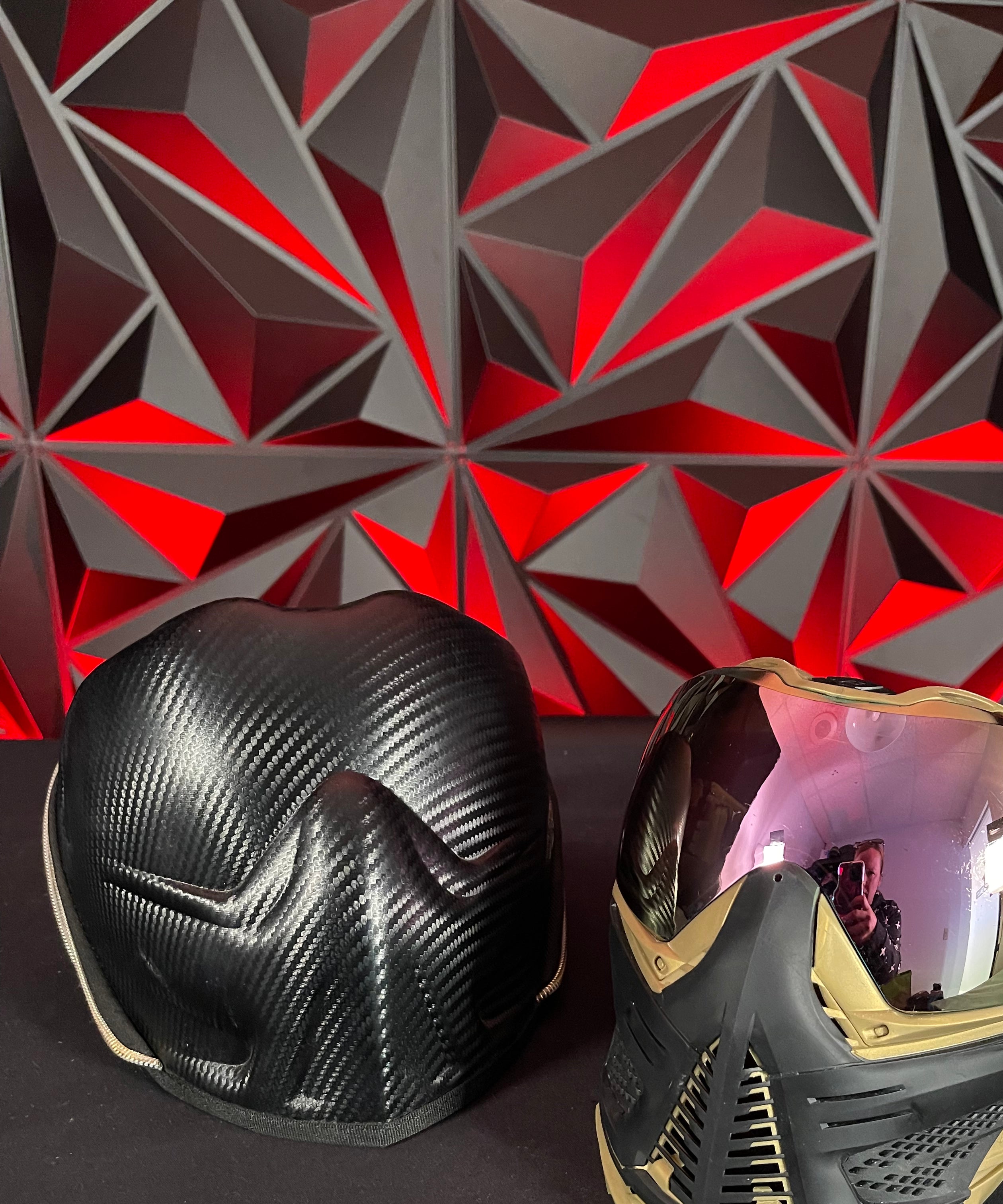 Used Push Unite Paintball Mask - Black/Gold w/Carbon Hard Case