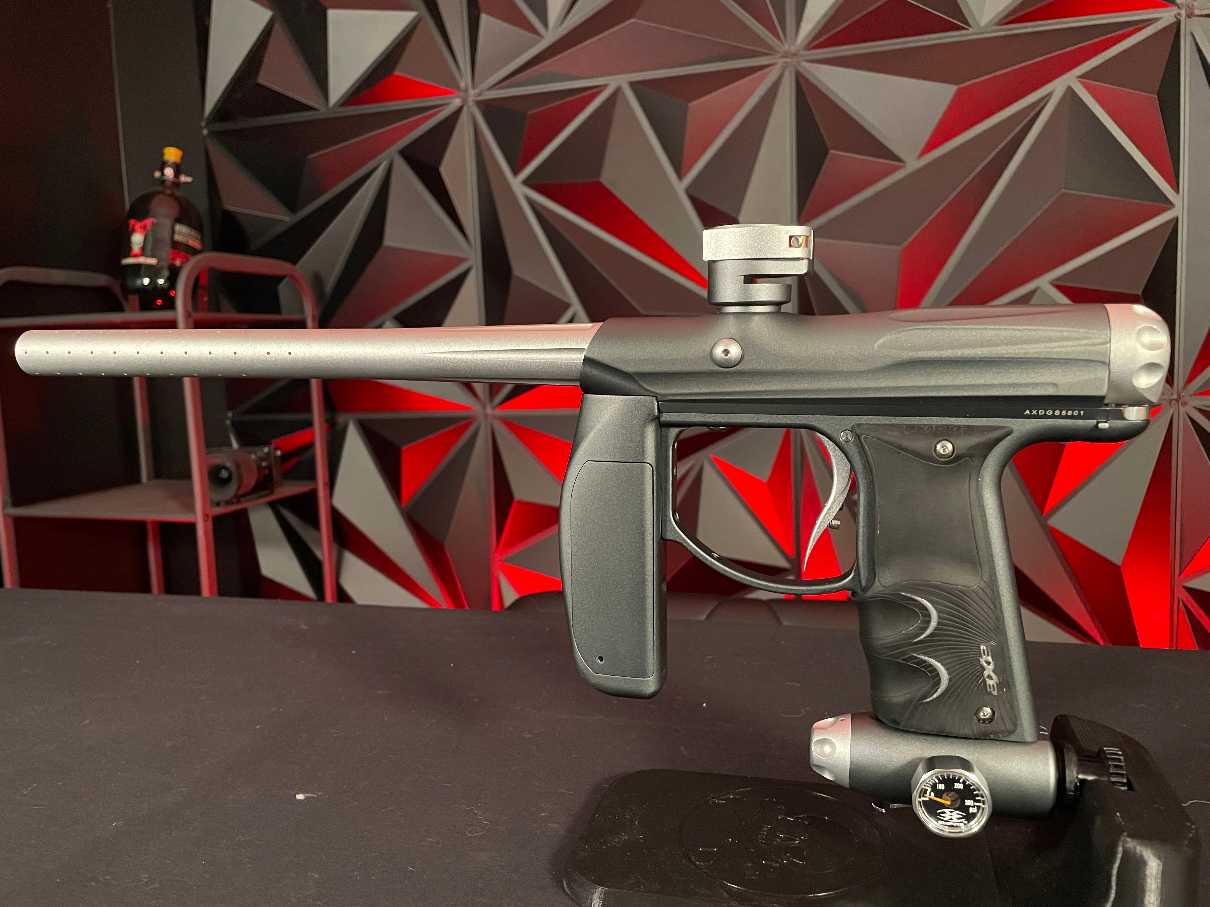 Used Empire Axe Paintball Gun - Dark Grey/Silver w/Redline Board