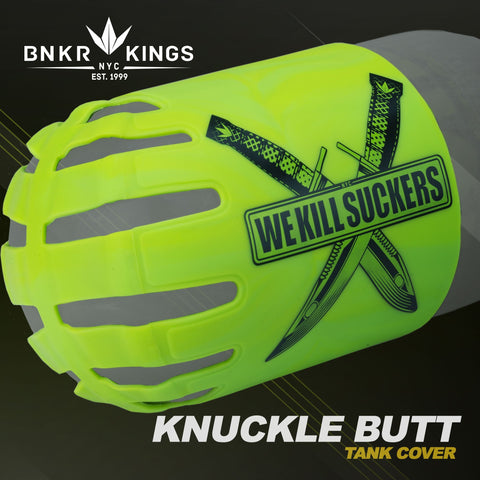 BNKR Bunker Kings Knuckle Butt Paintball Tank Cover - WKS Knife - Lime