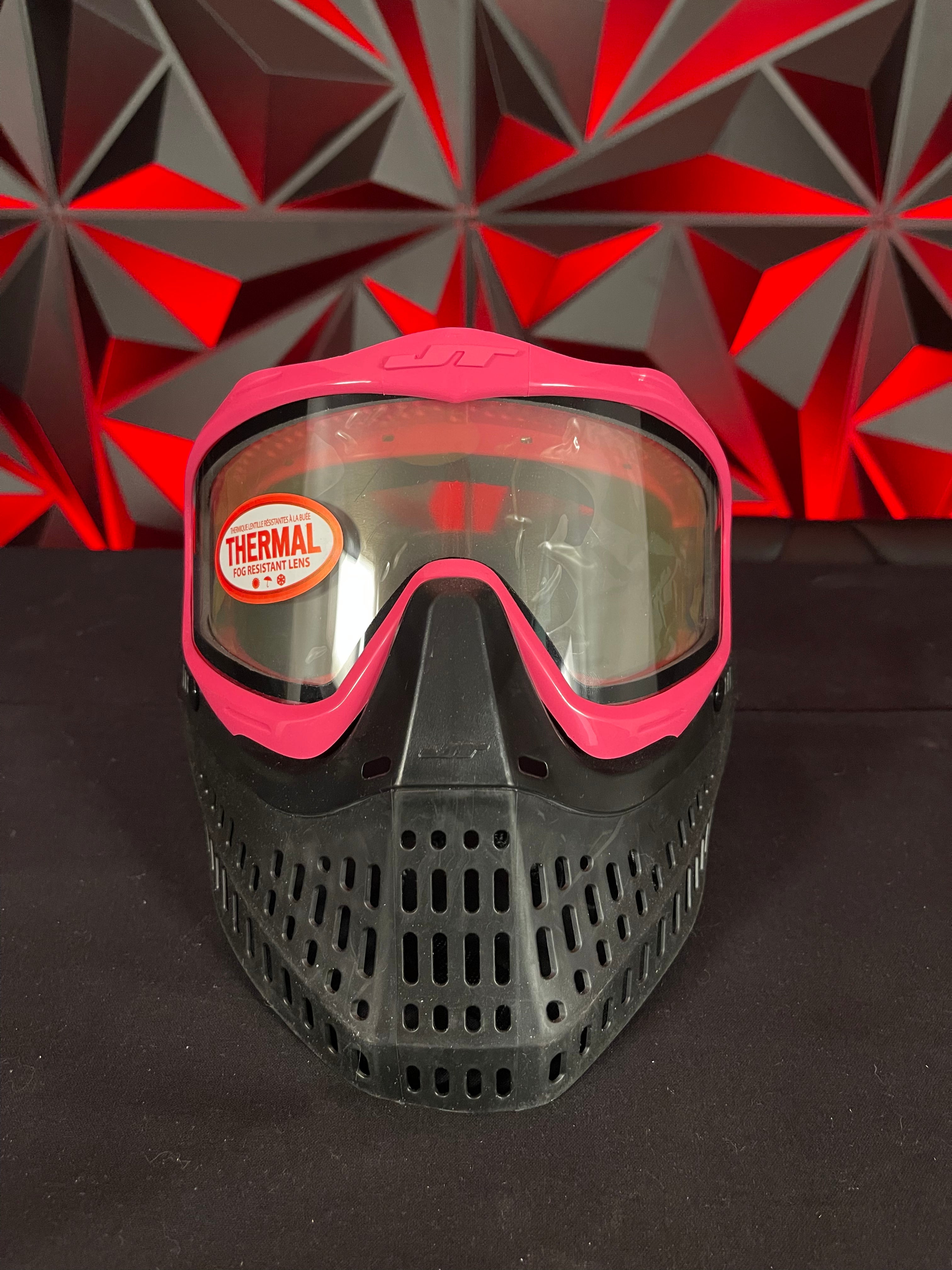 Used JT Proflex Mask - Custom Build - Black/Pink w/ 2 Lenses, Visor, Original Box & Soft Goggle Bag