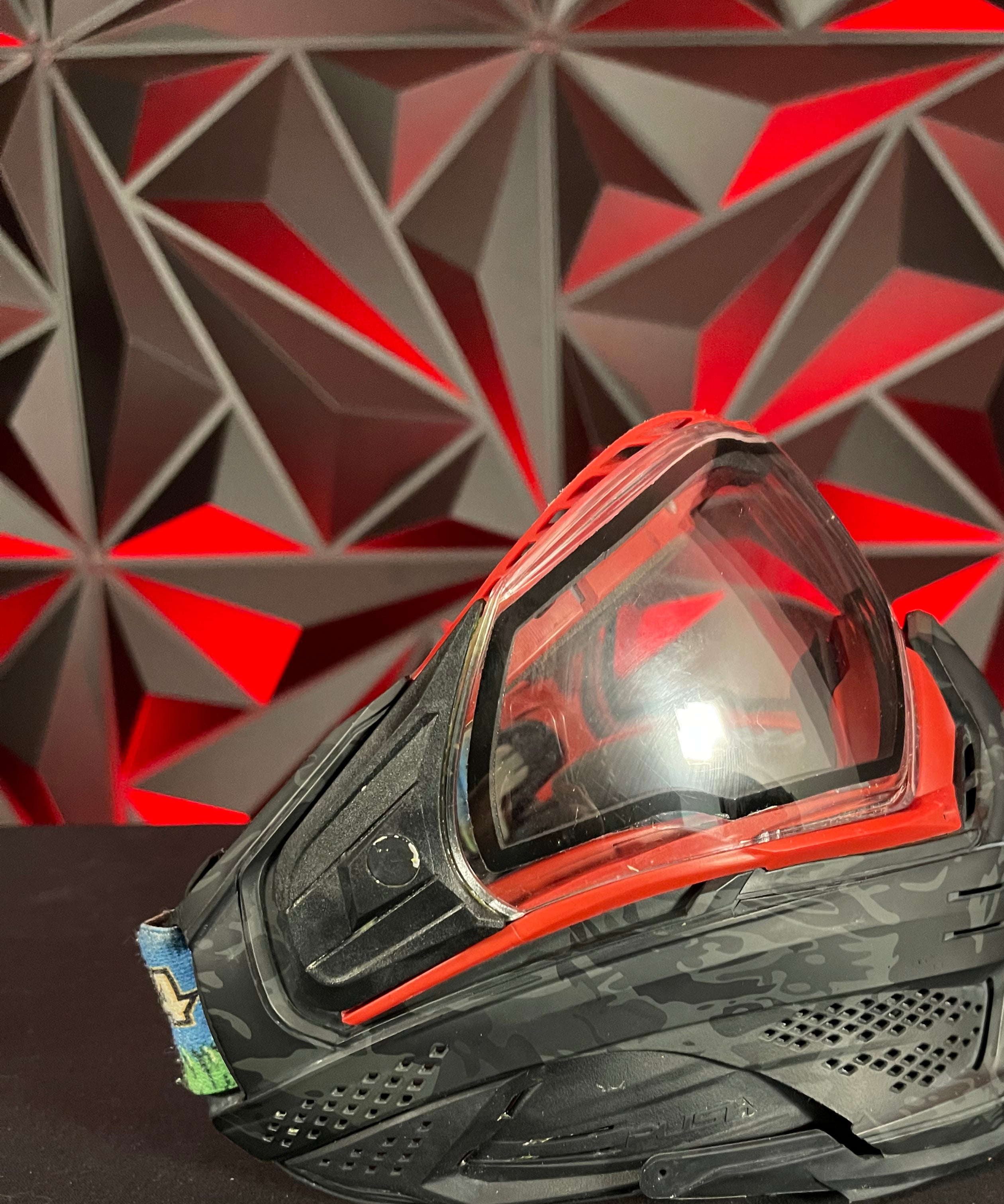 Used Push Unite Paintball Mask - Black Camo/Red Accents w/Hard Case