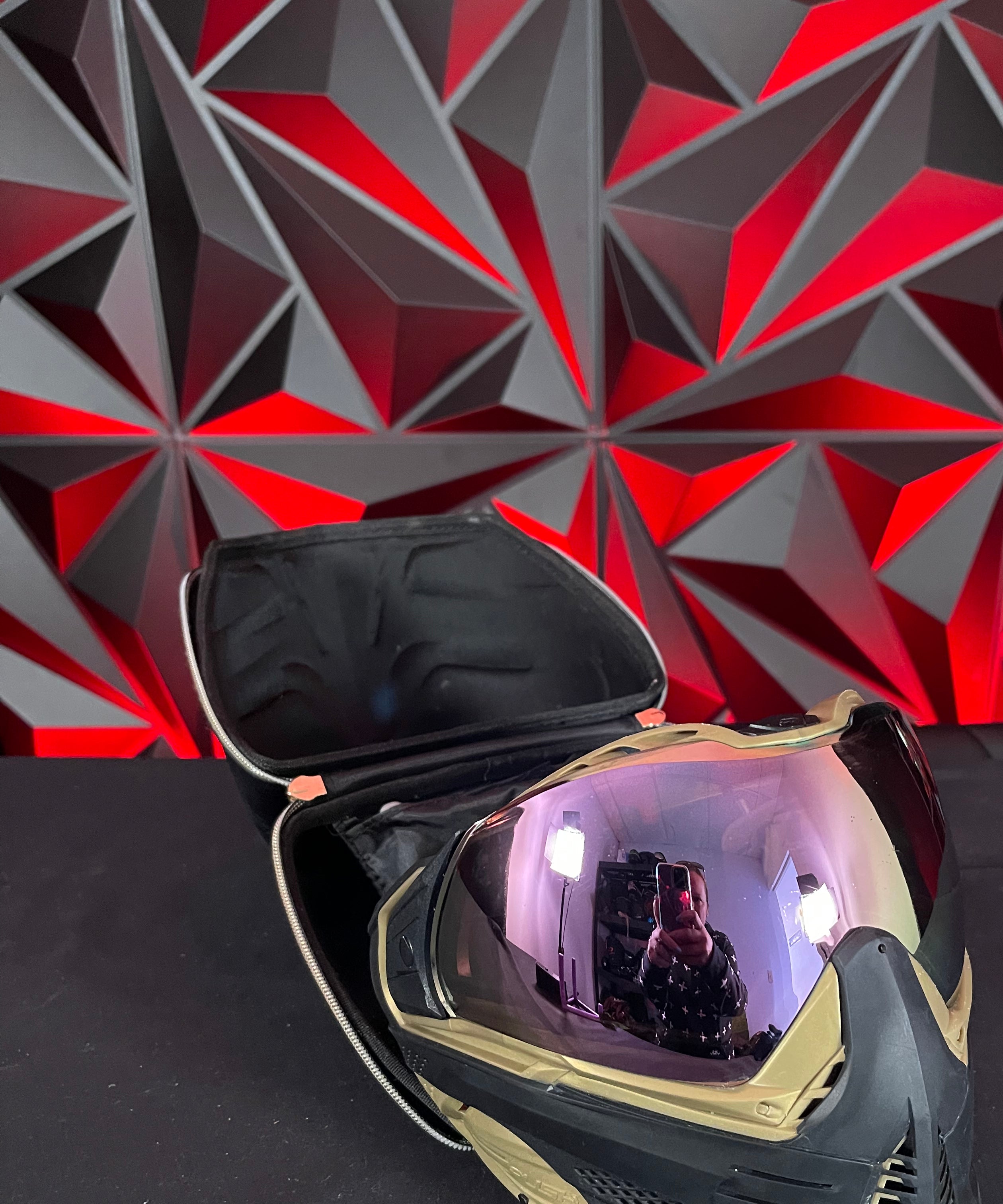 Used Push Unite Paintball Mask - Black/Gold w/Carbon Hard Case