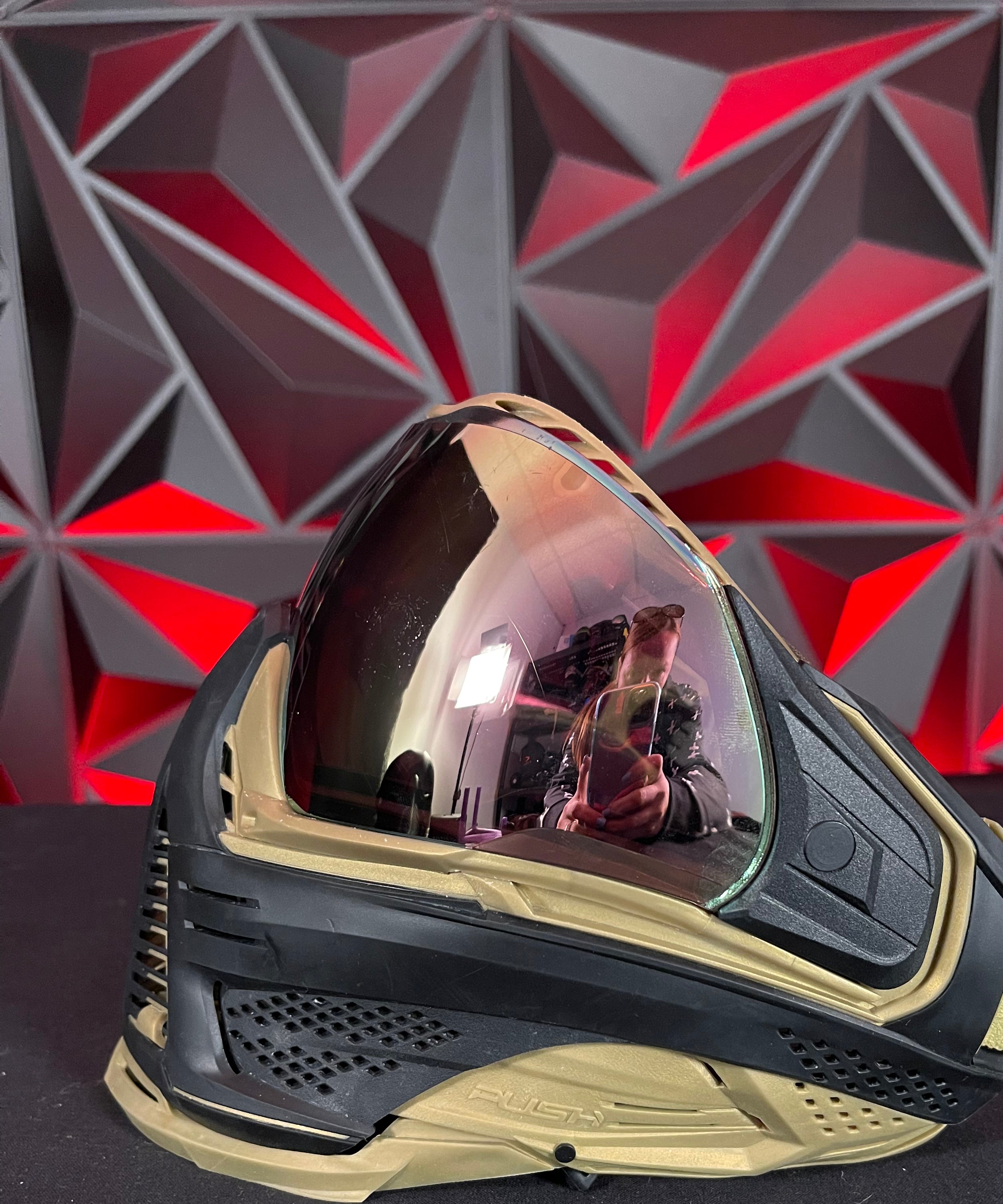 Used Push Unite Paintball Mask - Black/Gold w/Carbon Hard Case