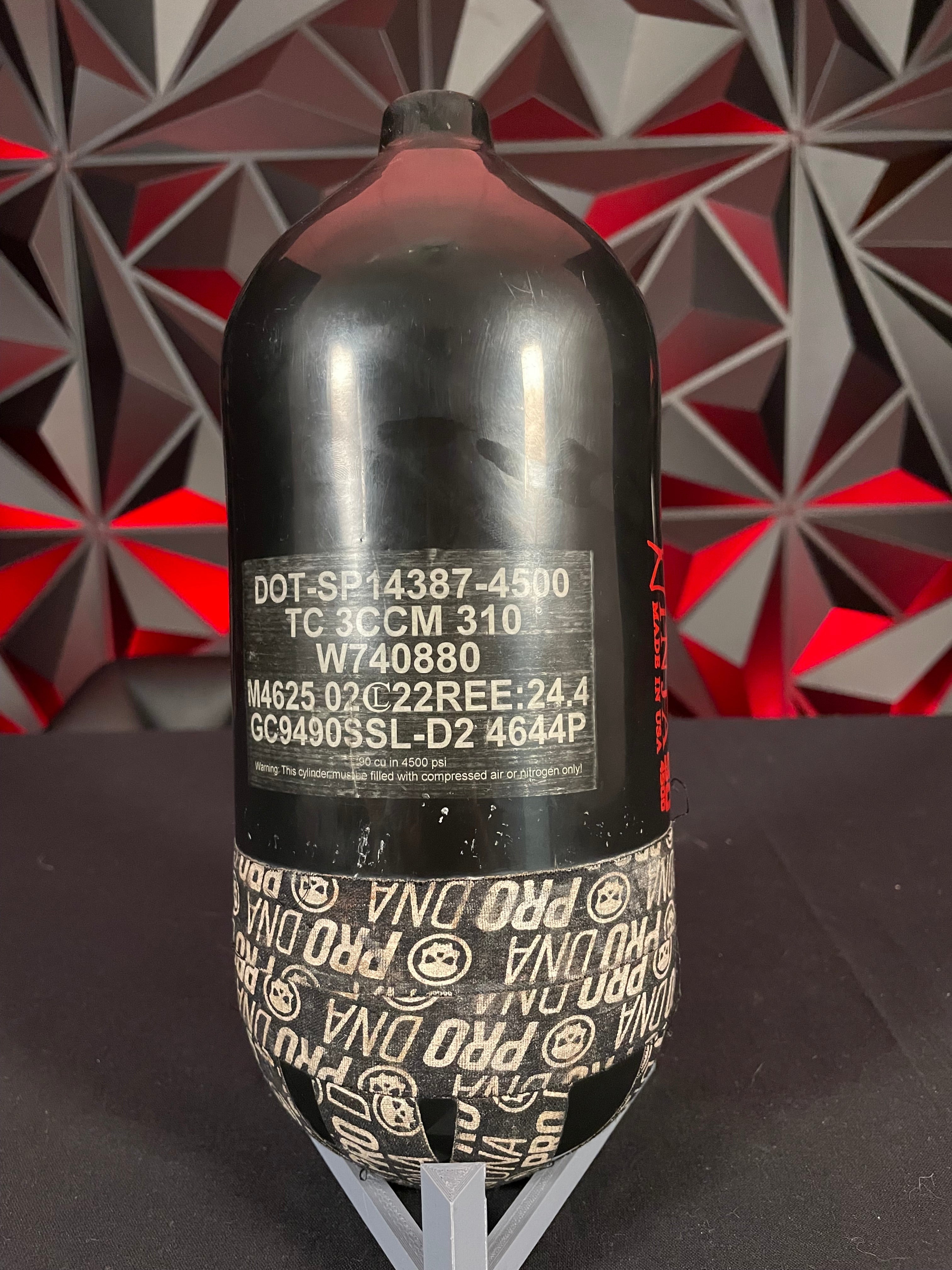 Used Ninja SL2 90/4500 Paintball Tank - Black/Red *BOTTLE ONLY*