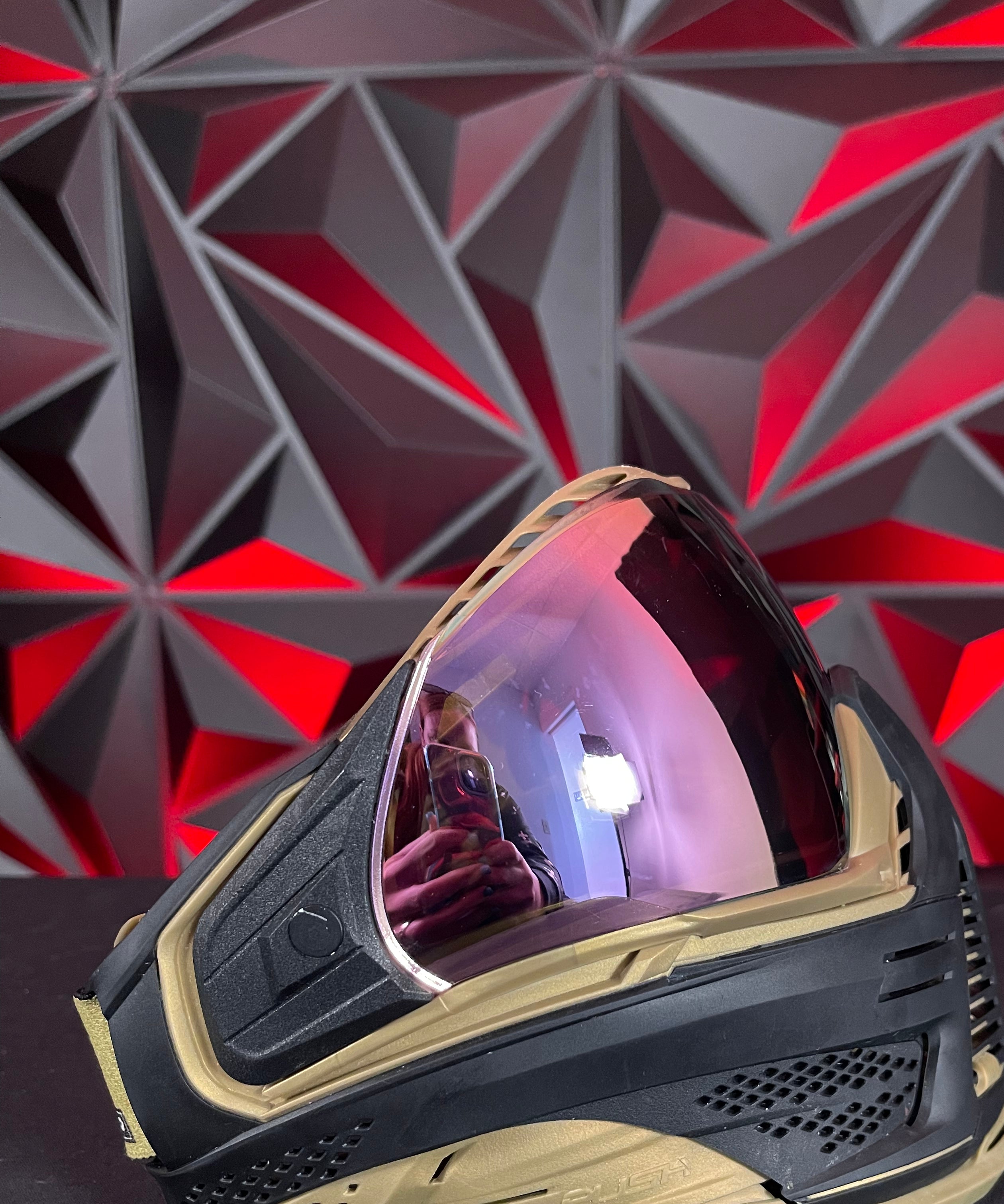 Used Push Unite Paintball Mask - Black/Gold w/Carbon Hard Case