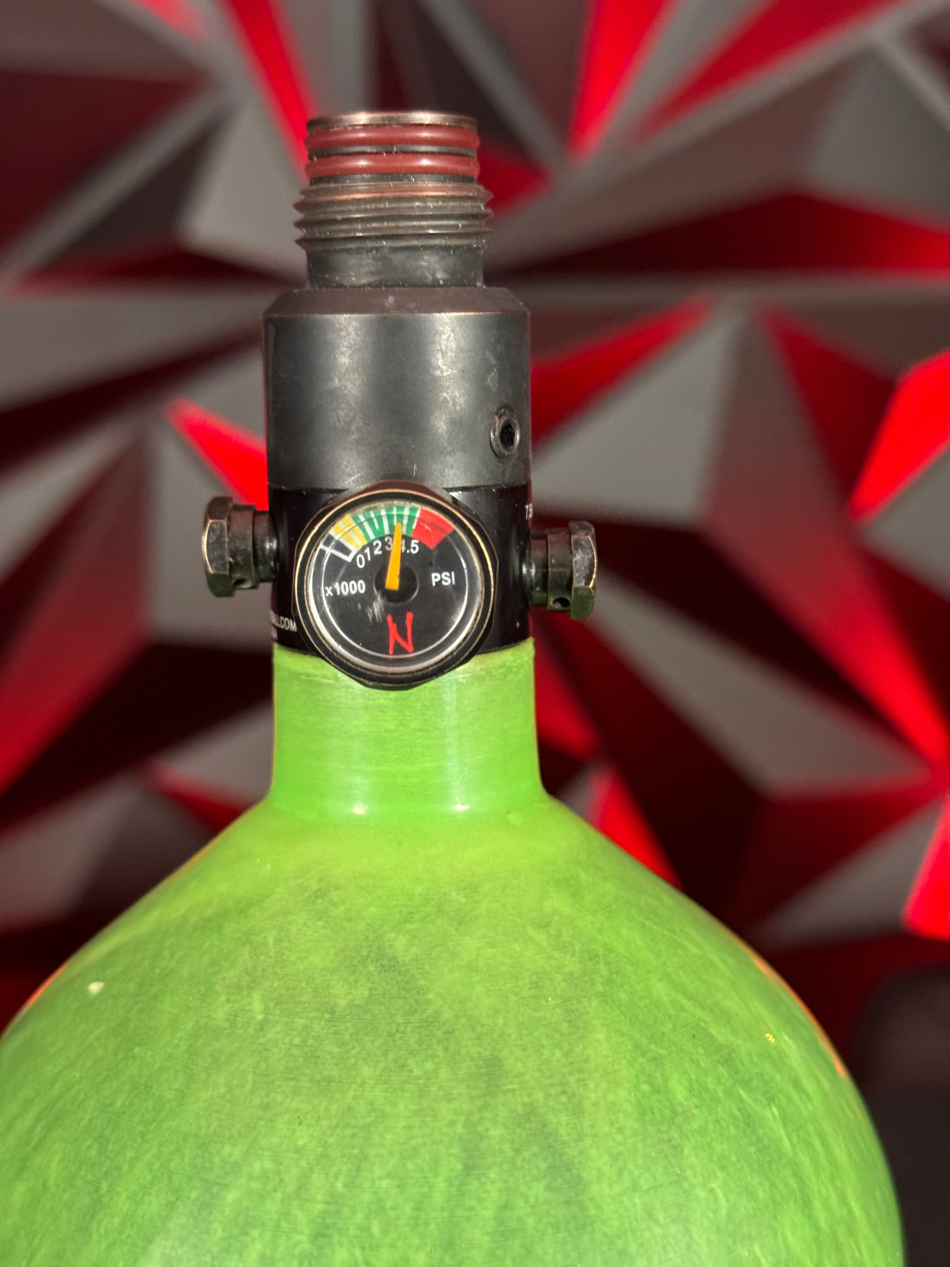 Used Ninja SL2 77/4500 Paintball Tank - Lime w/ Standard Regulator