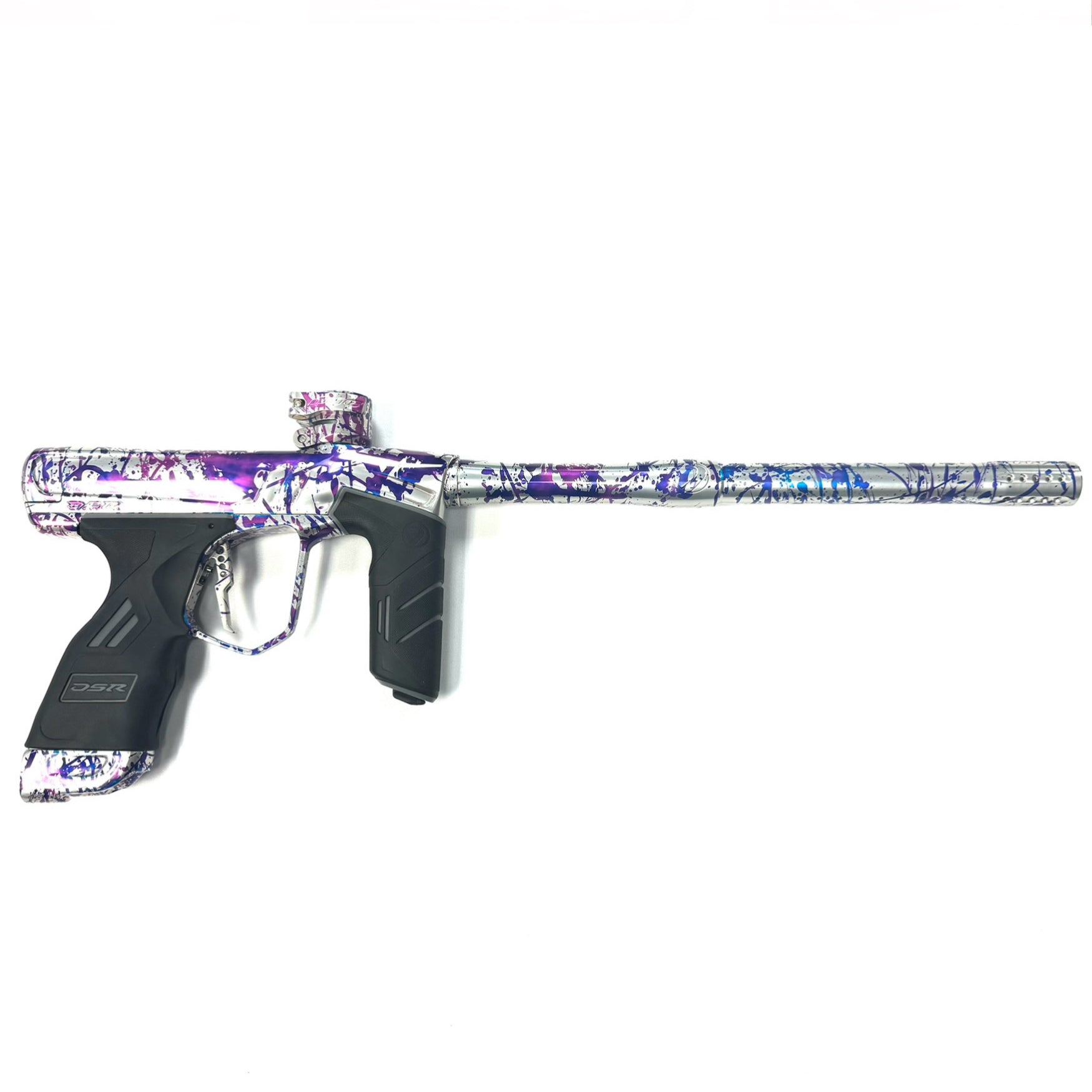 Dye DSR+ Paintball Gun - LE Polished Silver Purple/Blue Splash