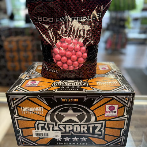 GI Sportz 4 Star Paintballs - 2000 Paintballs - Metallic Pink Shell - Orange Fill