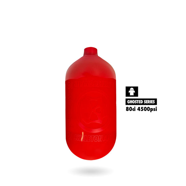 Infamous Skeleton Air "Hyperlight" GHOSTED SERIES Paintball Tank BOTTLE ONLY - Red - 80/4500 PSI