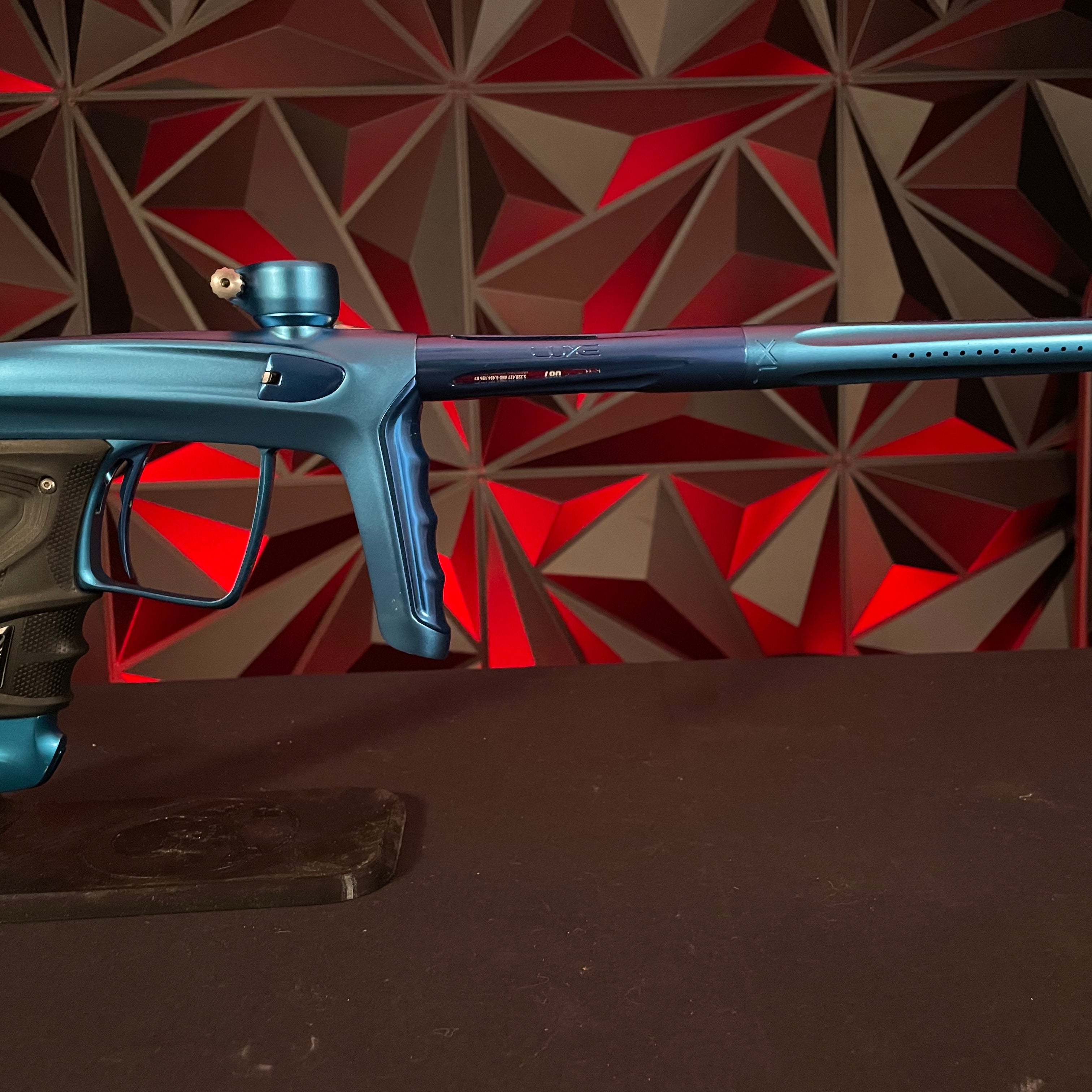 Used DLX Luxe TM40 Paintball Gun - Dust Blue / Polished Blue w/ Infamous Trigger & SSC Bolt