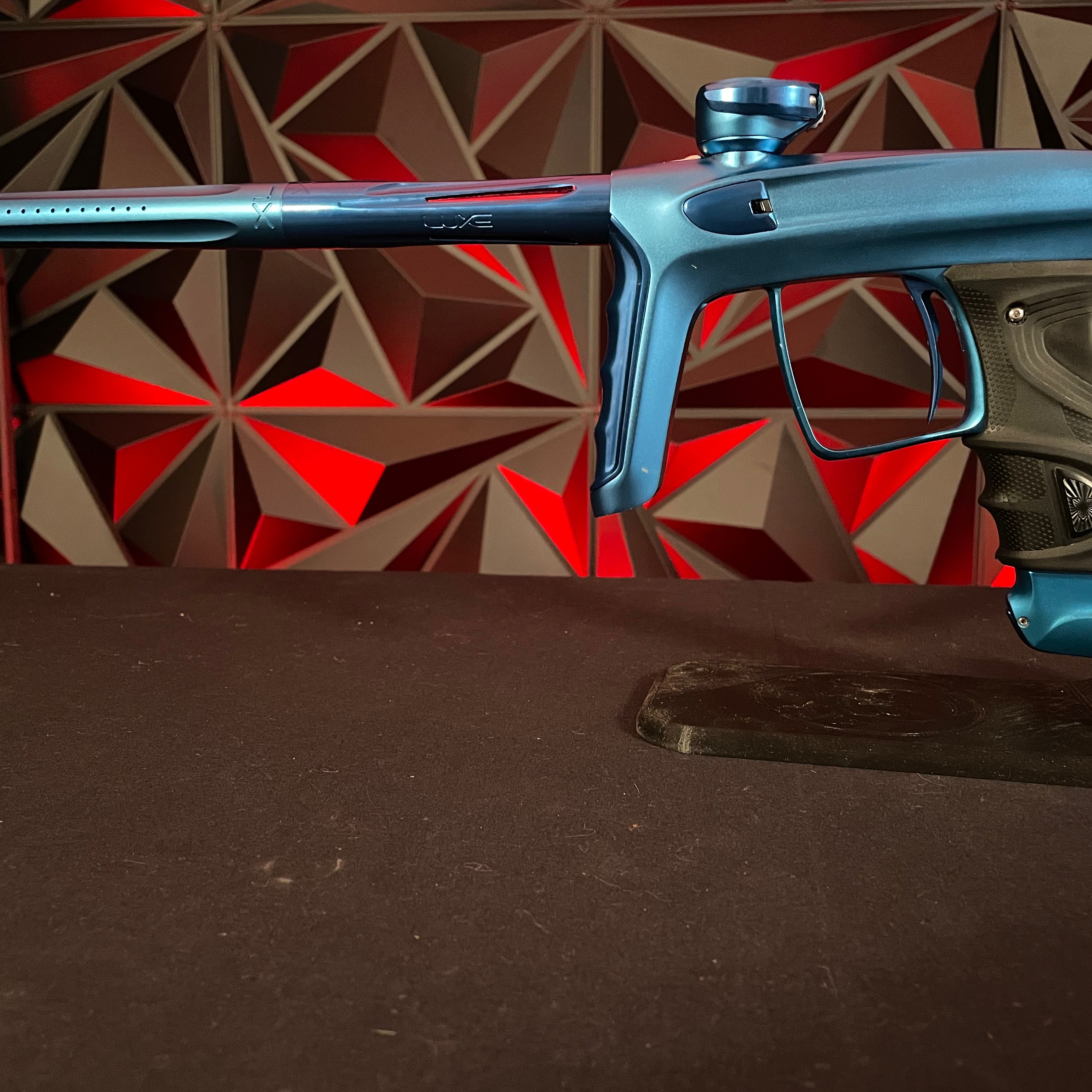 Used DLX Luxe TM40 Paintball Gun - Dust Blue / Polished Blue w/ Infamous Trigger & SSC Bolt