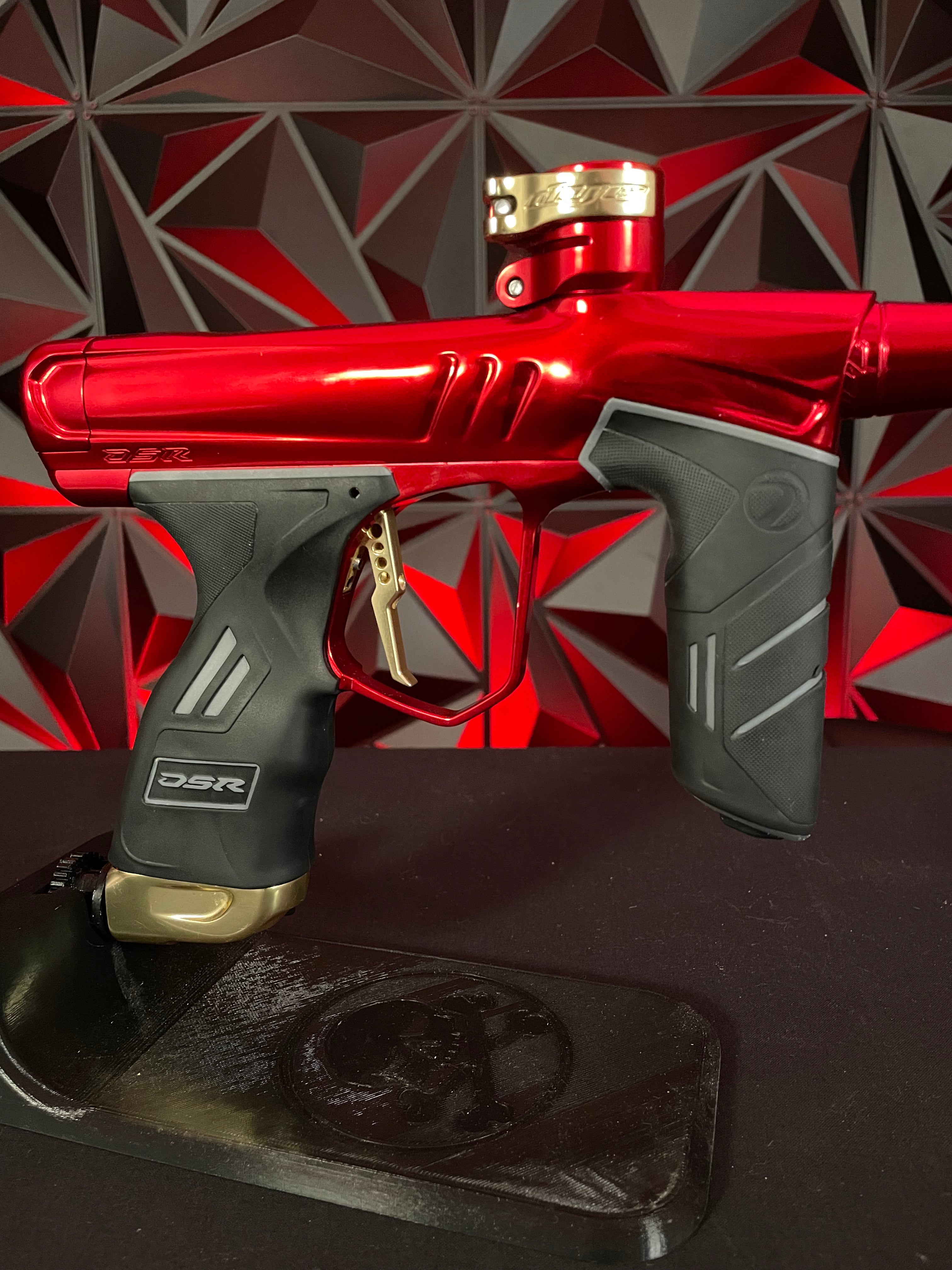 Used Dye DSR+ Paintball Gun - Polished Red/Gold w/ IM Pro Kit