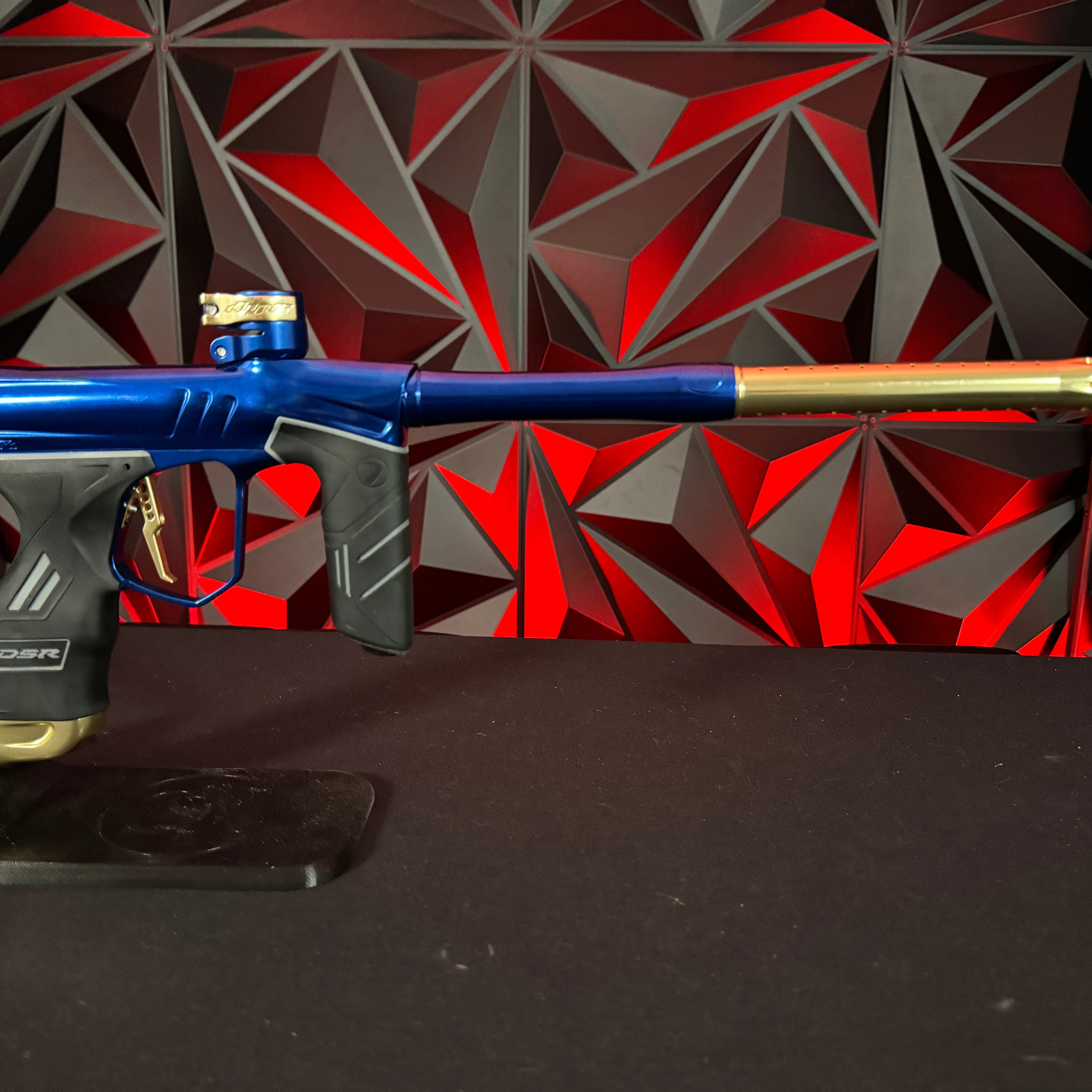 Used Dye DSR+ Paintball Gun - Polished Blue/Polished Gold w/ IM Pro Kit