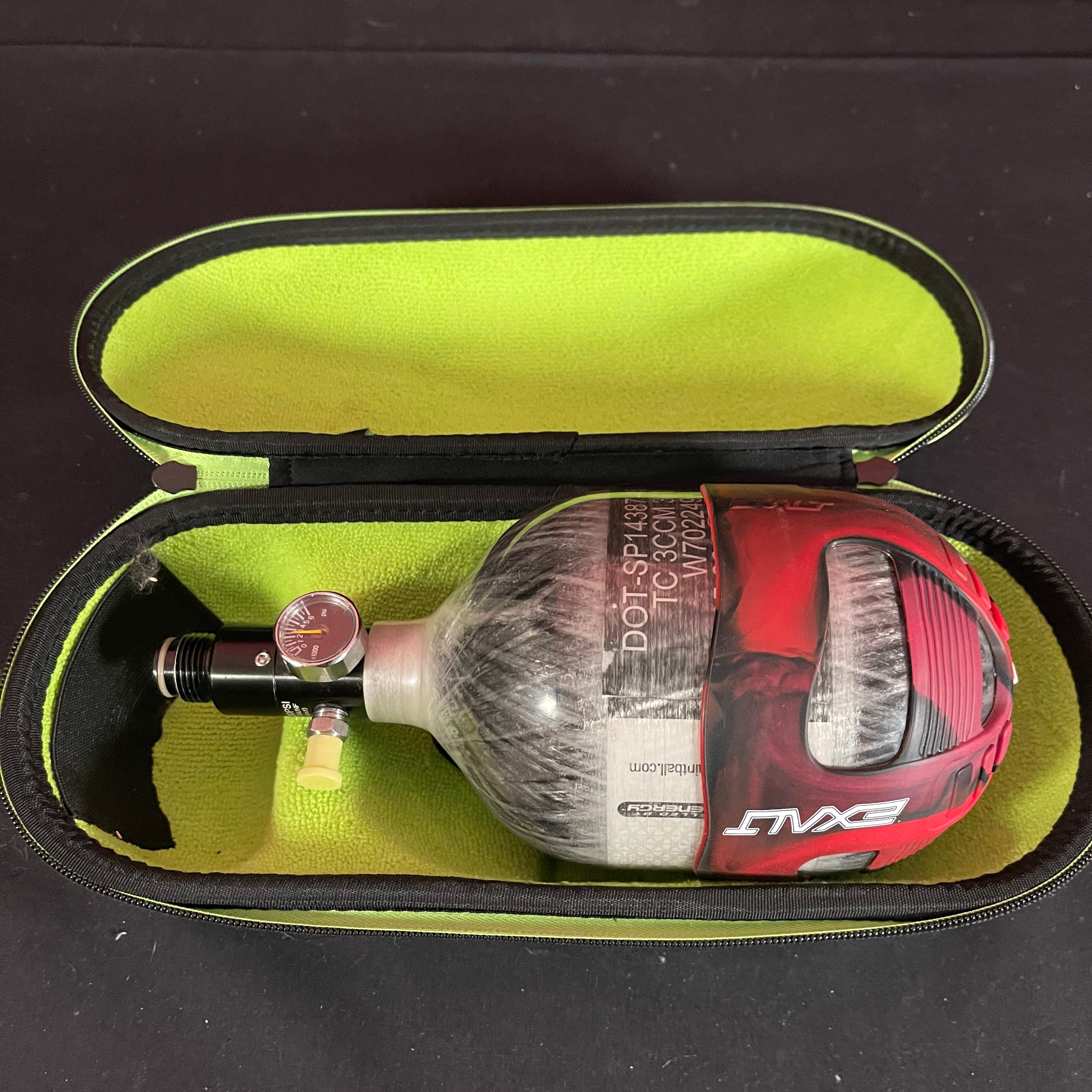 Used Empire BASICS 48/4500 Paintball Tank w/ Exalt Tank Grip & Tank Case