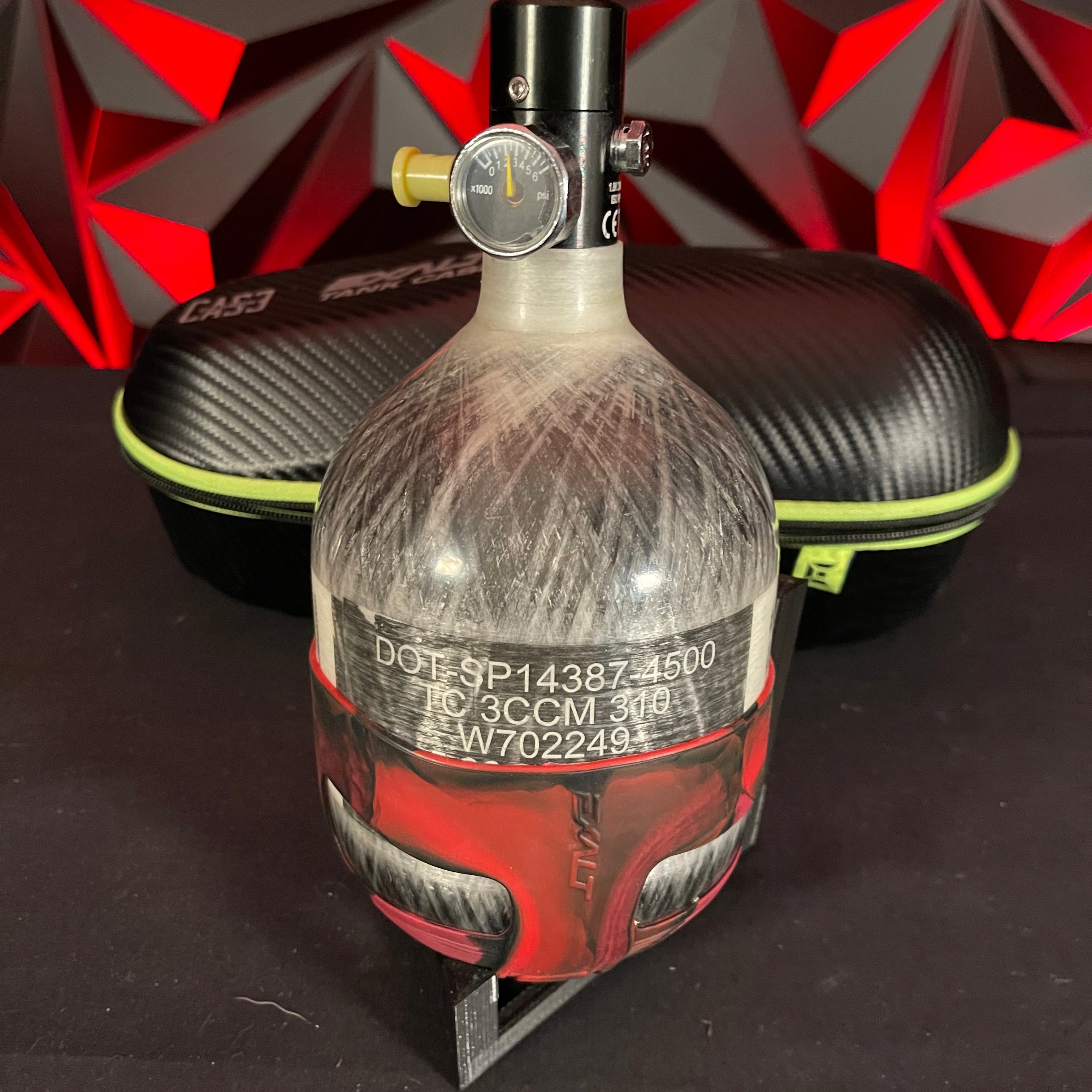 Used Empire BASICS 48/4500 Paintball Tank w/ Exalt Tank Grip & Tank Case