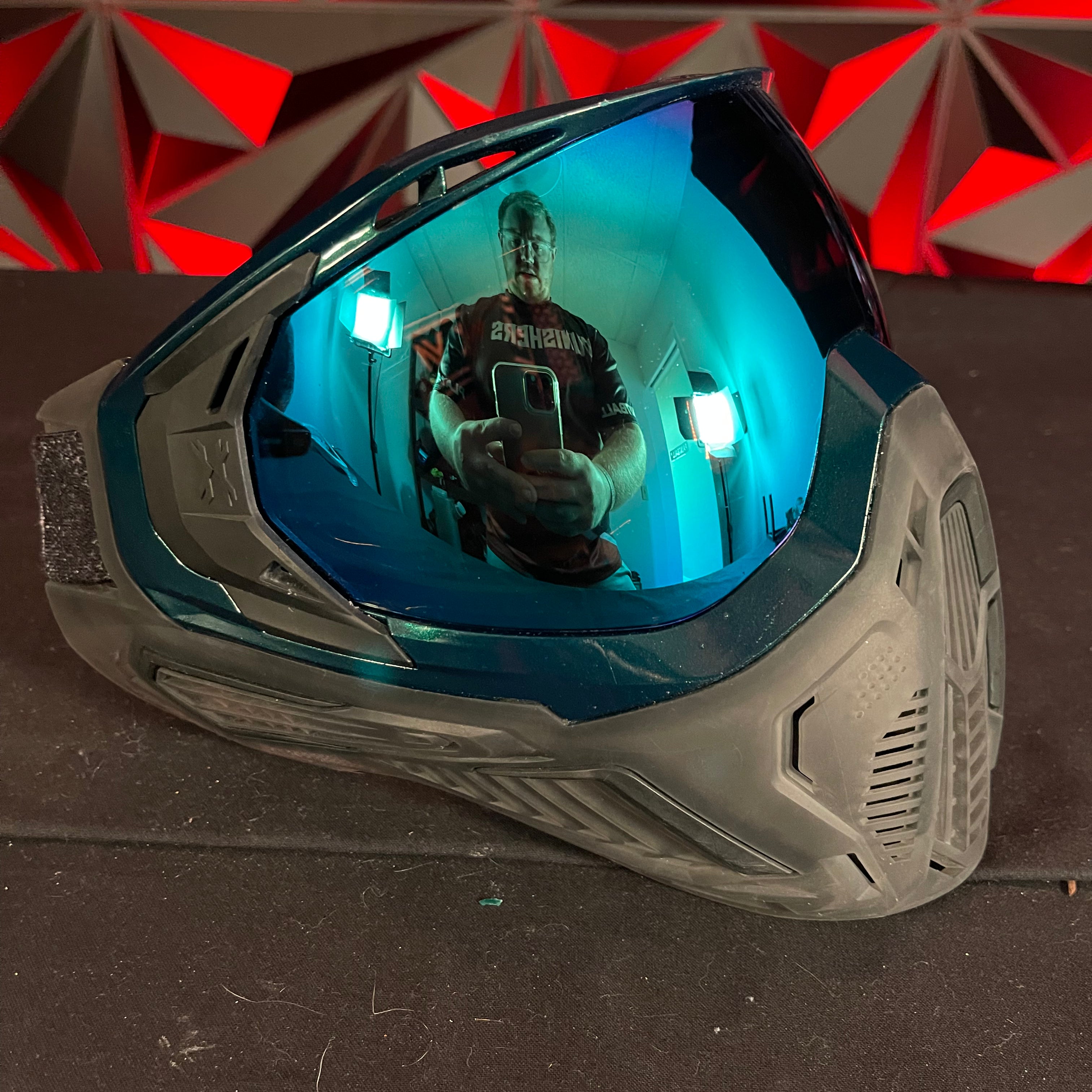 Used HK Army SLR Paintball Mask - Black w/ Blue Lens, Luminous Amber Lens, Soft Goggle Bag, and HK Army Exo Mask Case