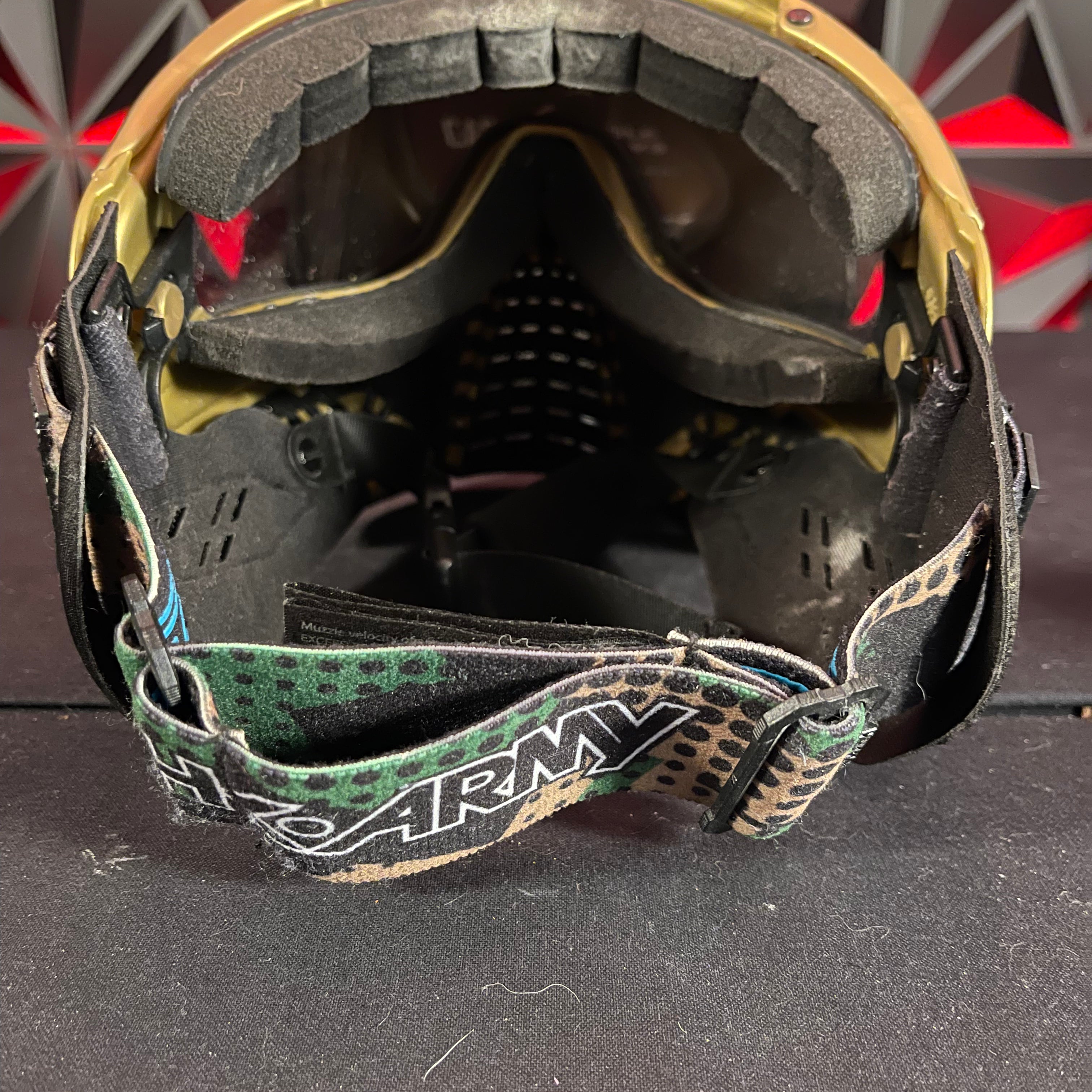 Used HK Army KLR Paintball Mask - Black/Gold w/ 2 Lenses and Exalt V3 Goggle Case